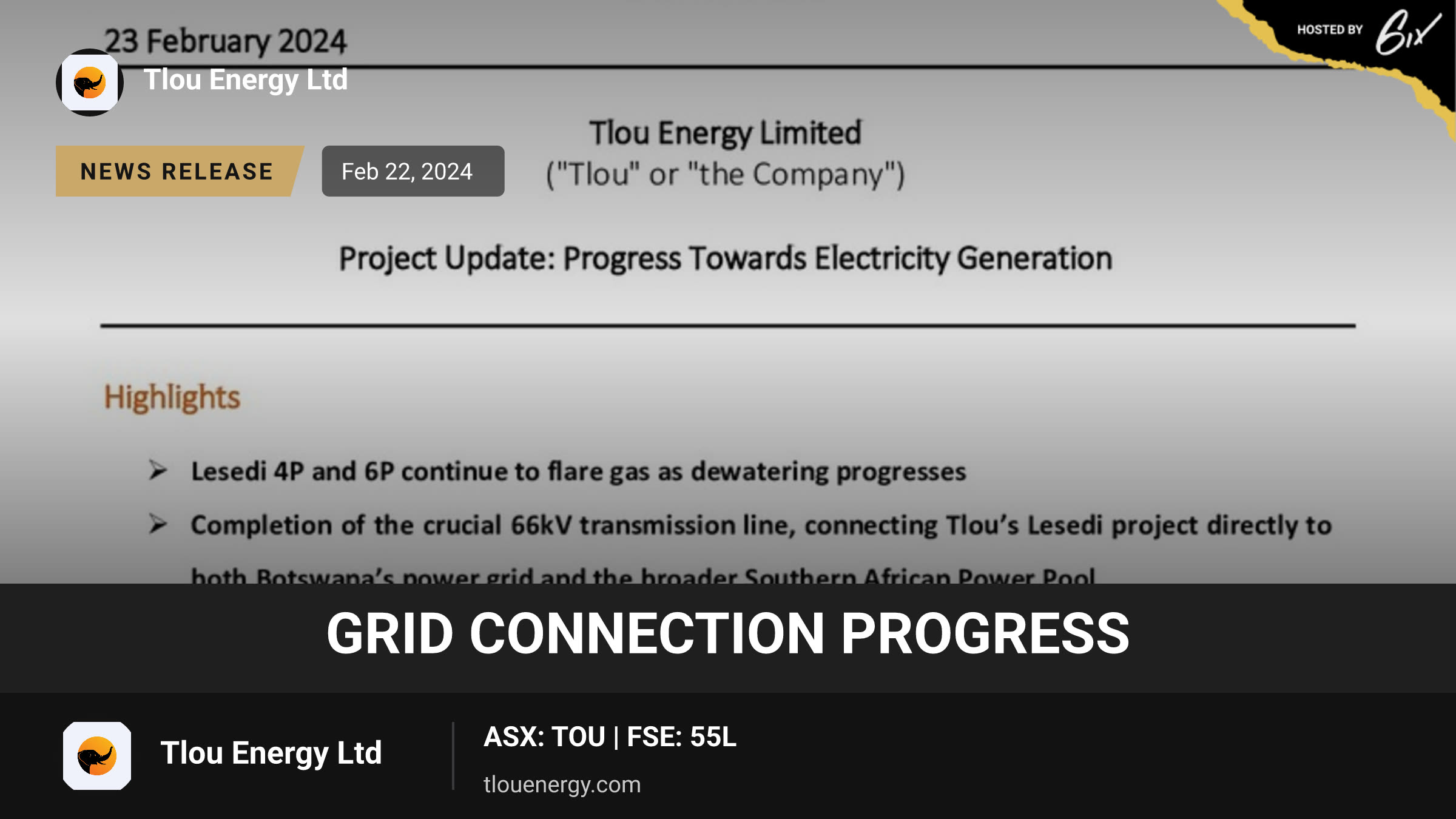 Grid Connection Progress