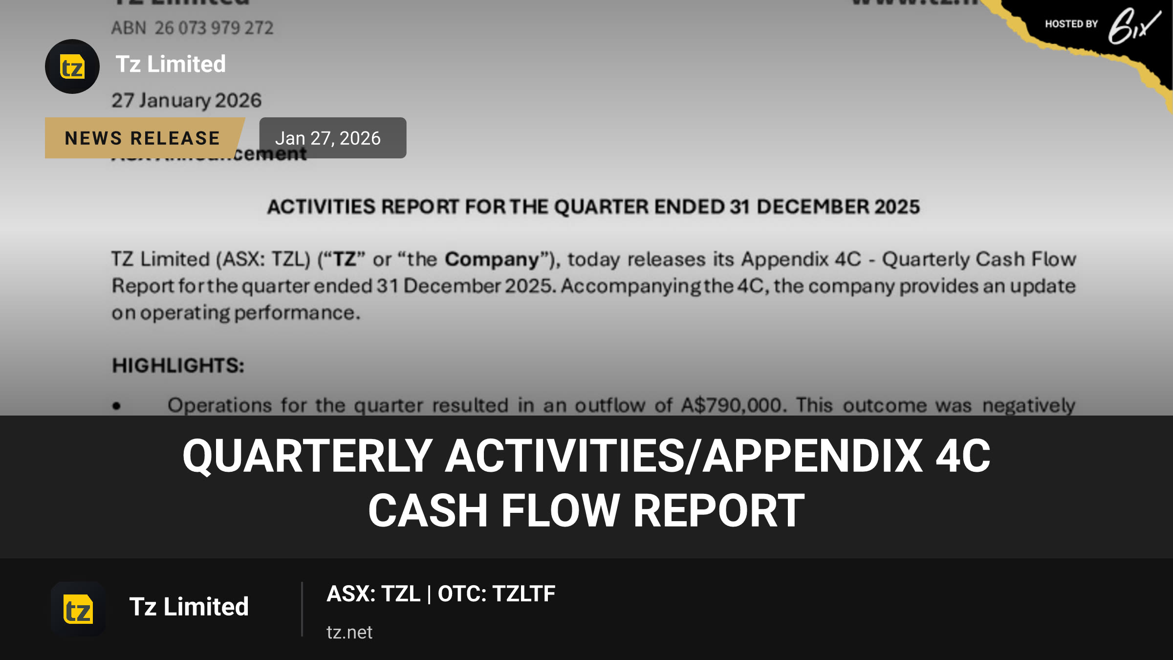 Quarterly Activities/Appendix 4C Cash Flow Report