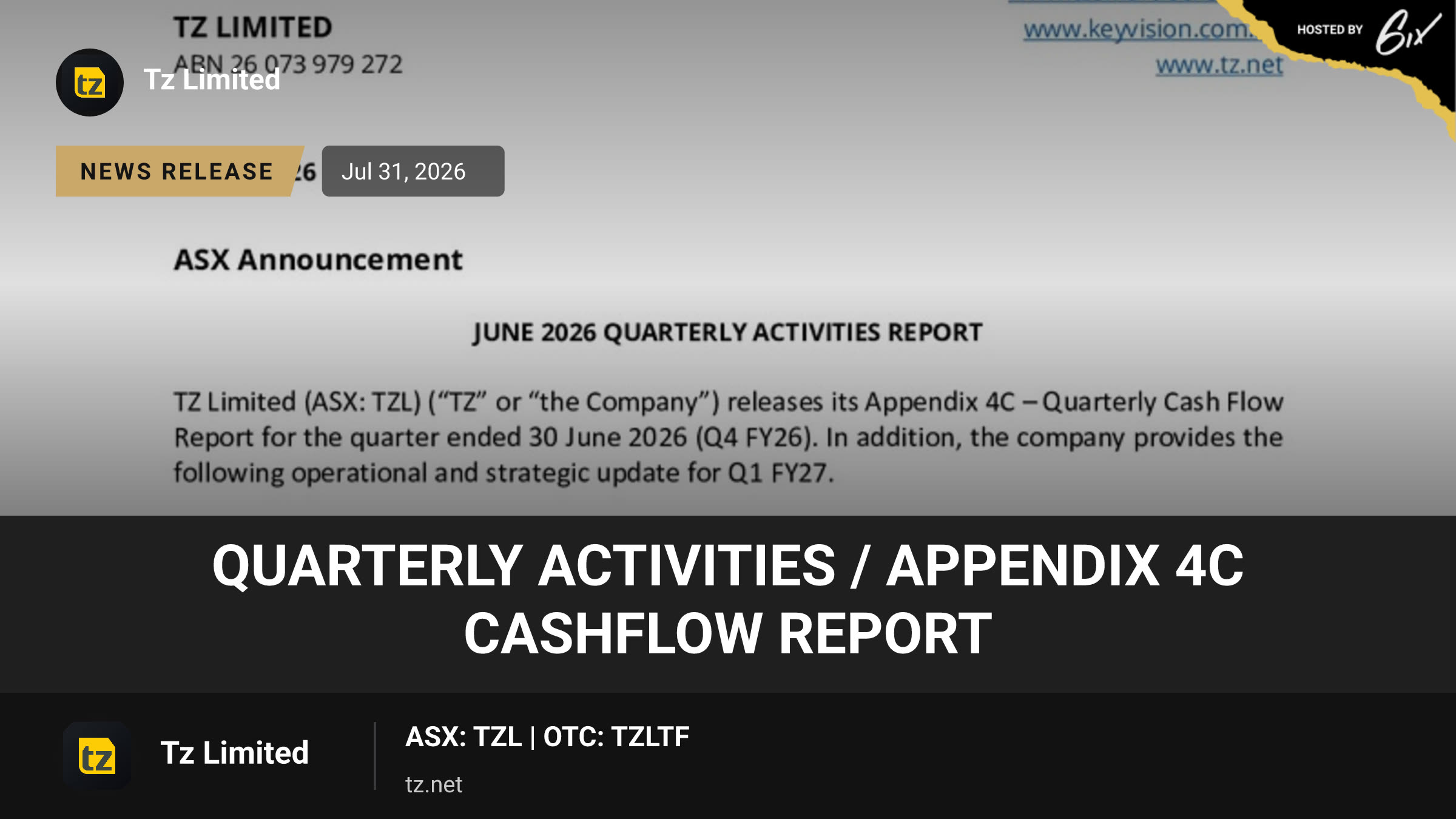 Quarterly Activities / Appendix 4C Cashflow Report