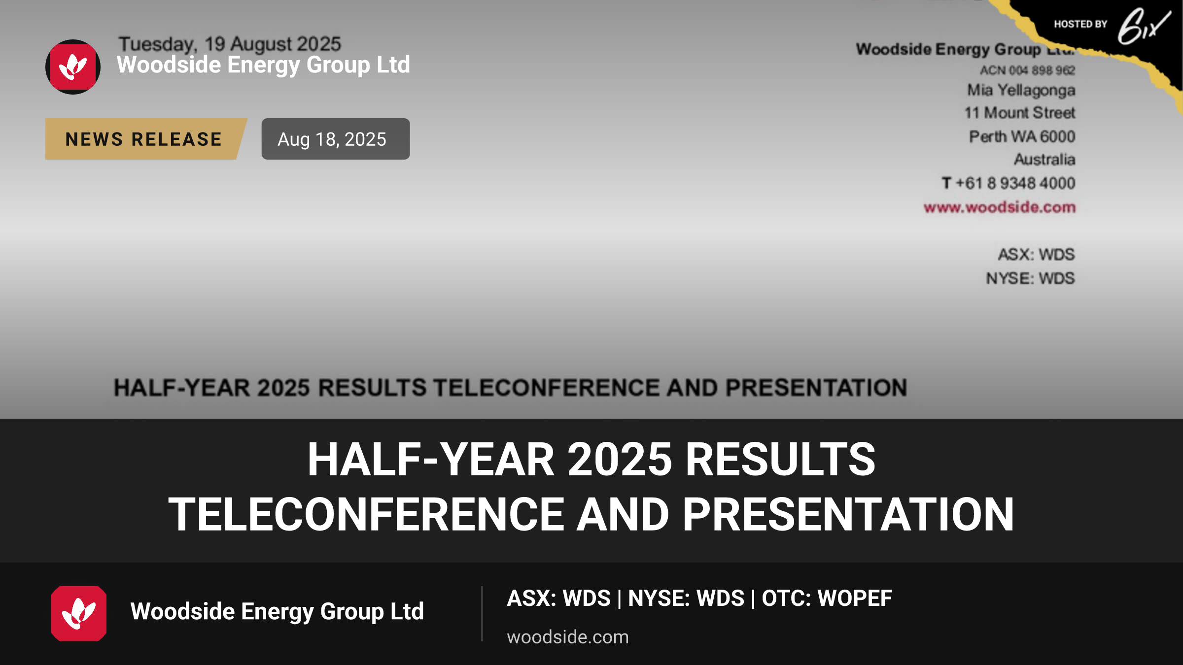 Half-Year 2025 Results Teleconference and Presentation