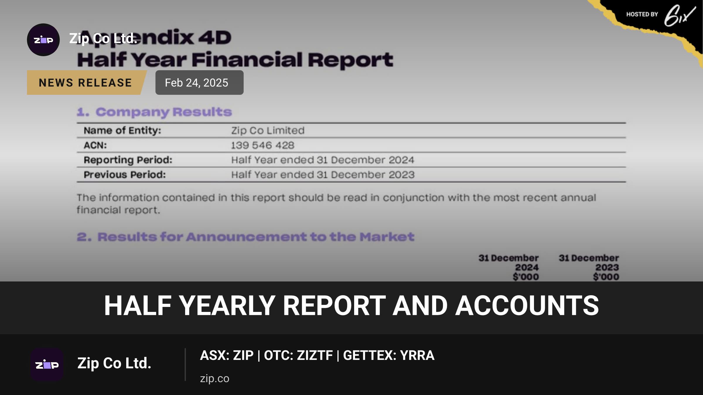Half Yearly Report and Accounts