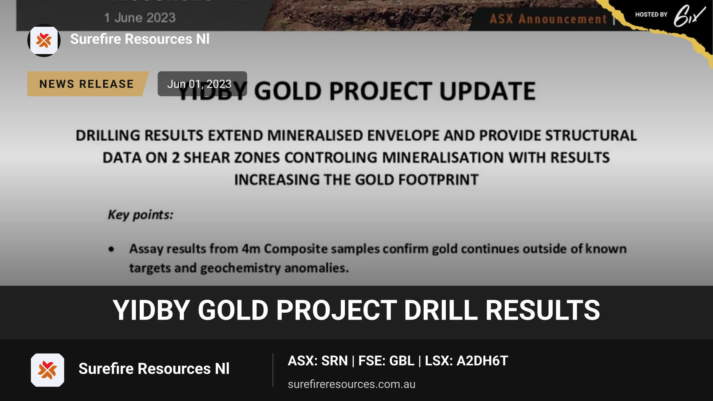Yidby Gold Project Drill Results