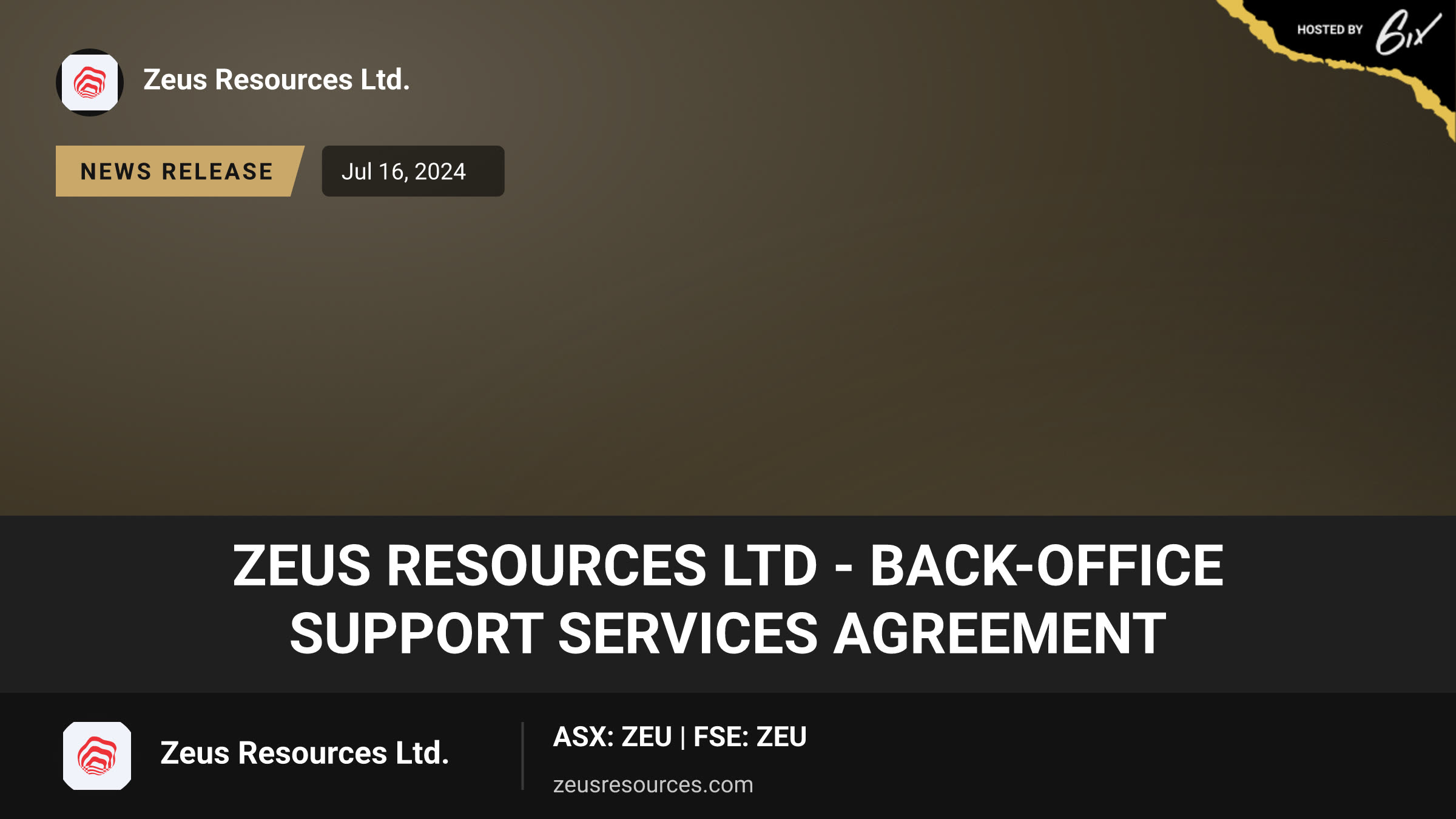 Zeus Resources Ltd - BACK-OFFICE SUPPORT SERVICES AGREEMENT