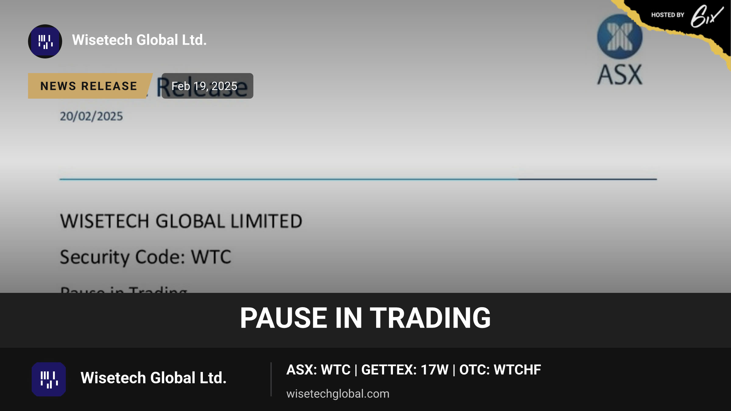 Pause in Trading