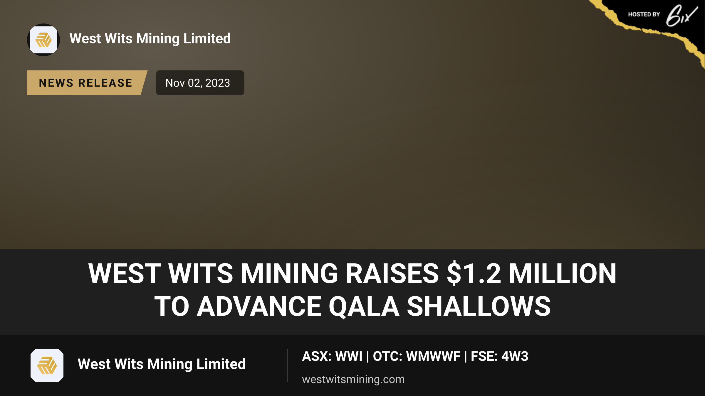 West Wits Mining raises $1.2 million to advance Qala Shallows