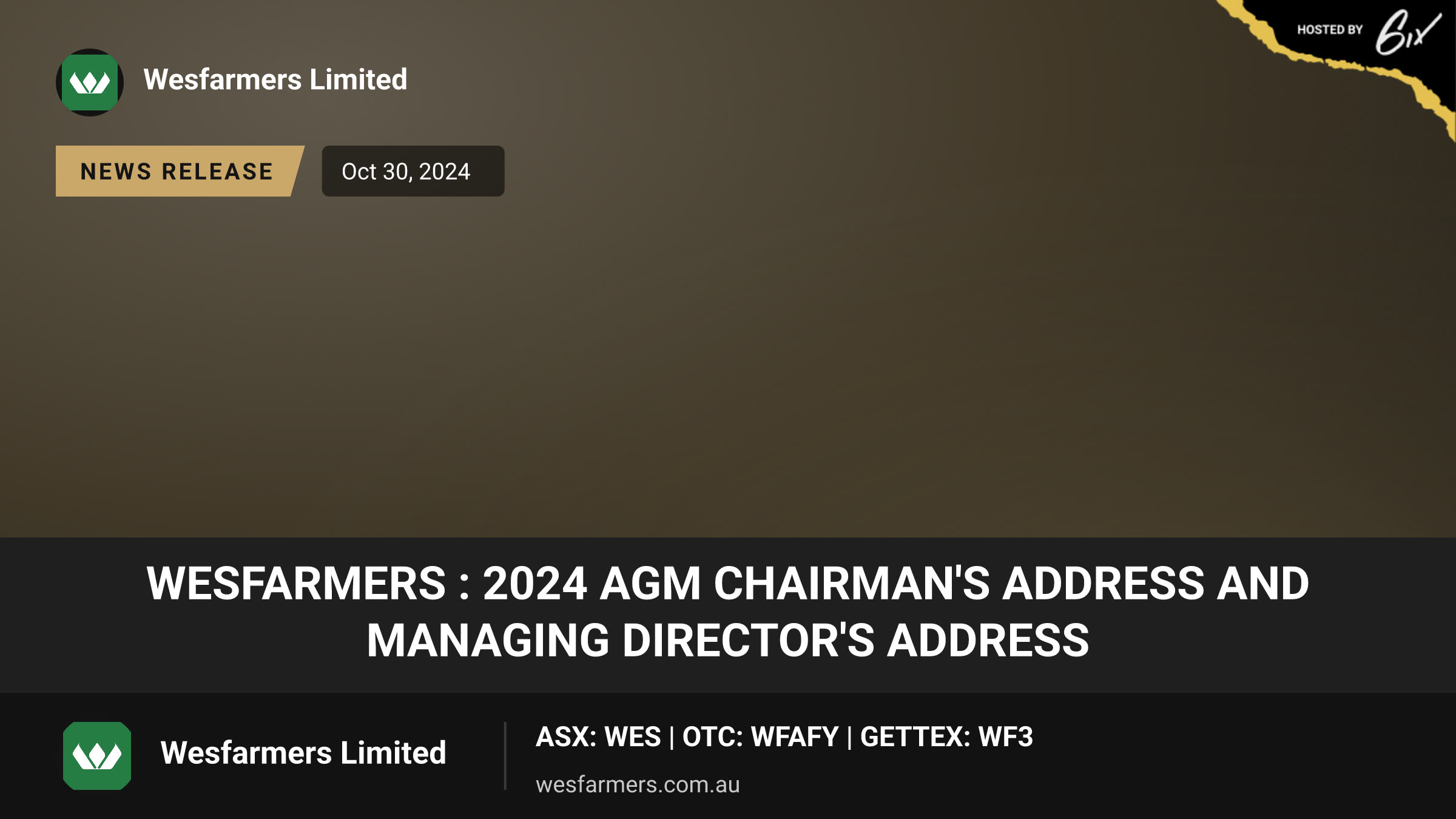 Wesfarmers : 2024 AGM Chairman's Address and Managing Director's Address