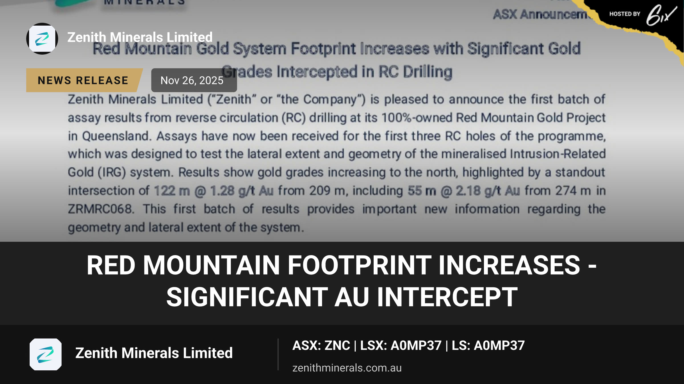 Red Mountain Footprint Increases - Significant Au Intercept