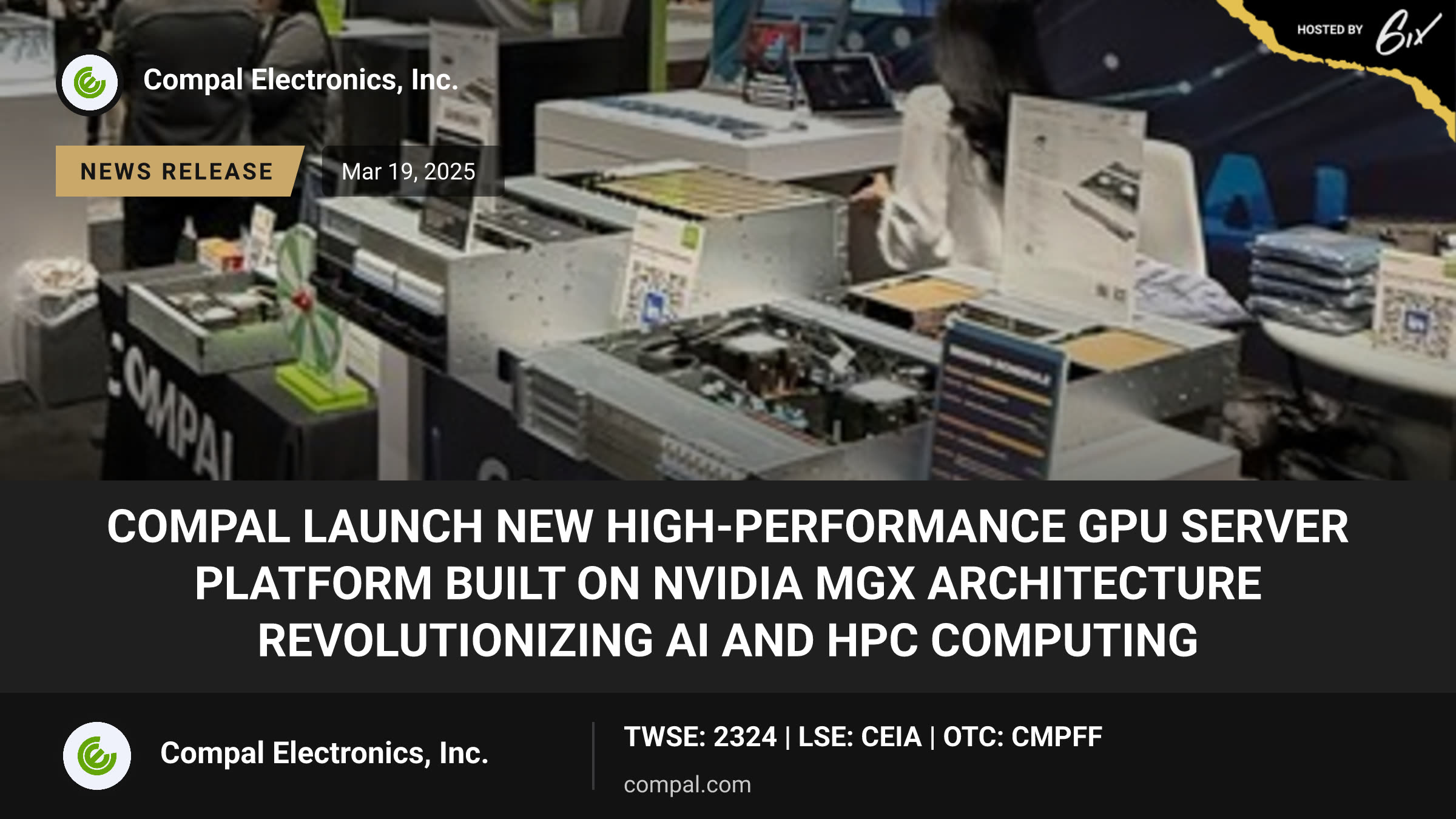 Compal Launch New High-Performance GPU Server Platform Built on NVIDIA MGX Architecture Revolutionizing AI and HPC Computing