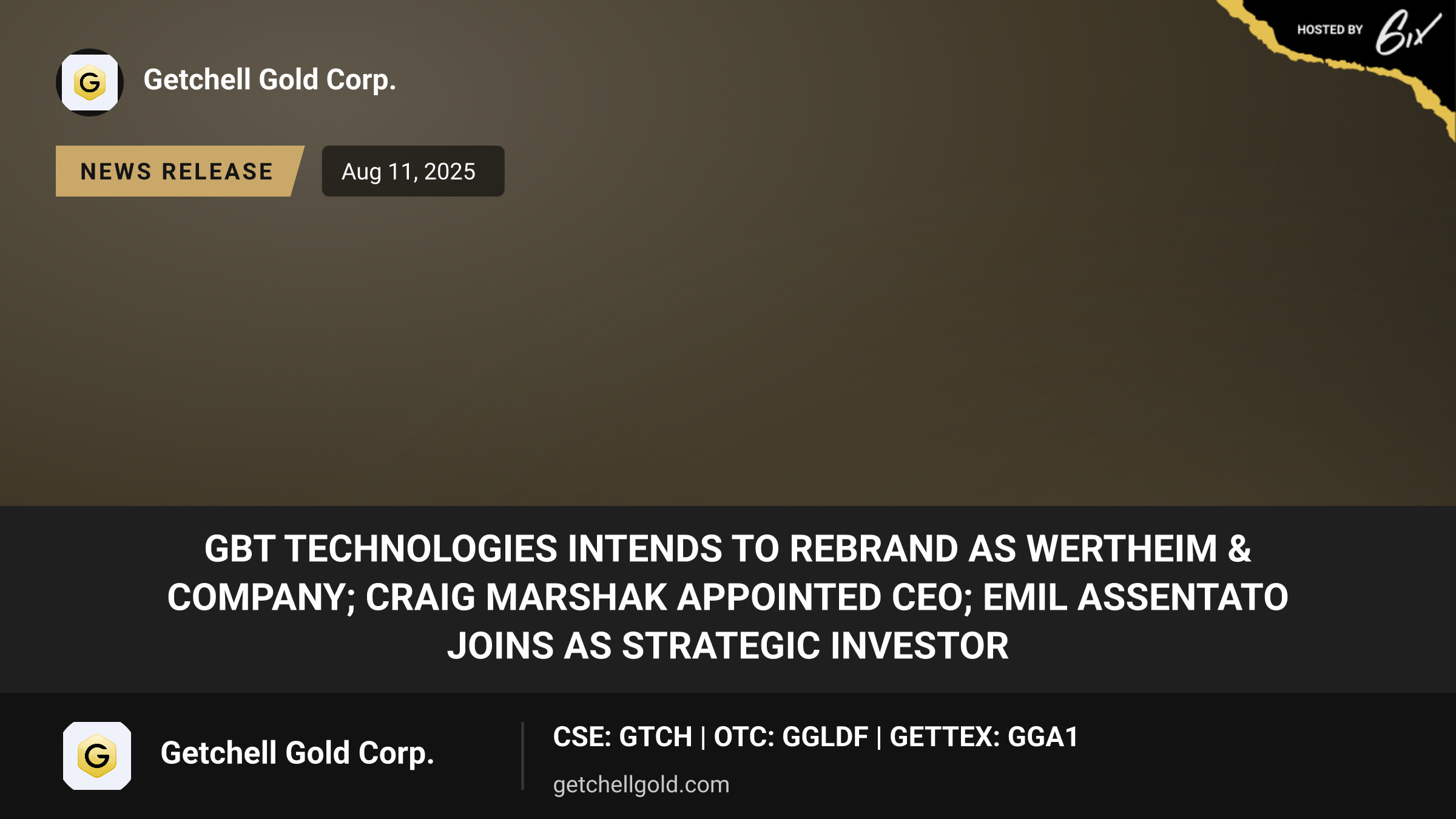 GBT Technologies Intends to Rebrand as Wertheim & Company; Craig Marshak Appointed CEO; Emil Assentato Joins as Strategic Investor