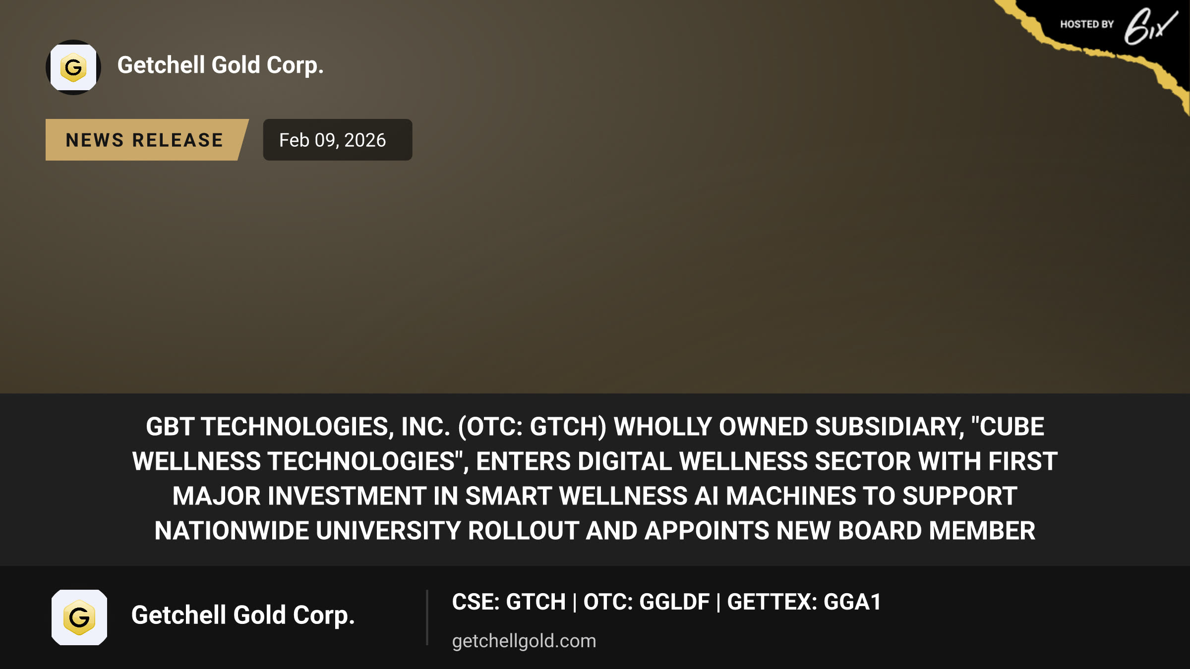 GBT Technologies, Inc. (OTC: GTCH) Wholly Owned Subsidiary, "Cube Wellness Technologies", Enters Digital Wellness Sector with First Major Investment in Smart Wellness AI Machines to Support Nationwide University Rollout and Appoints New Board Member
