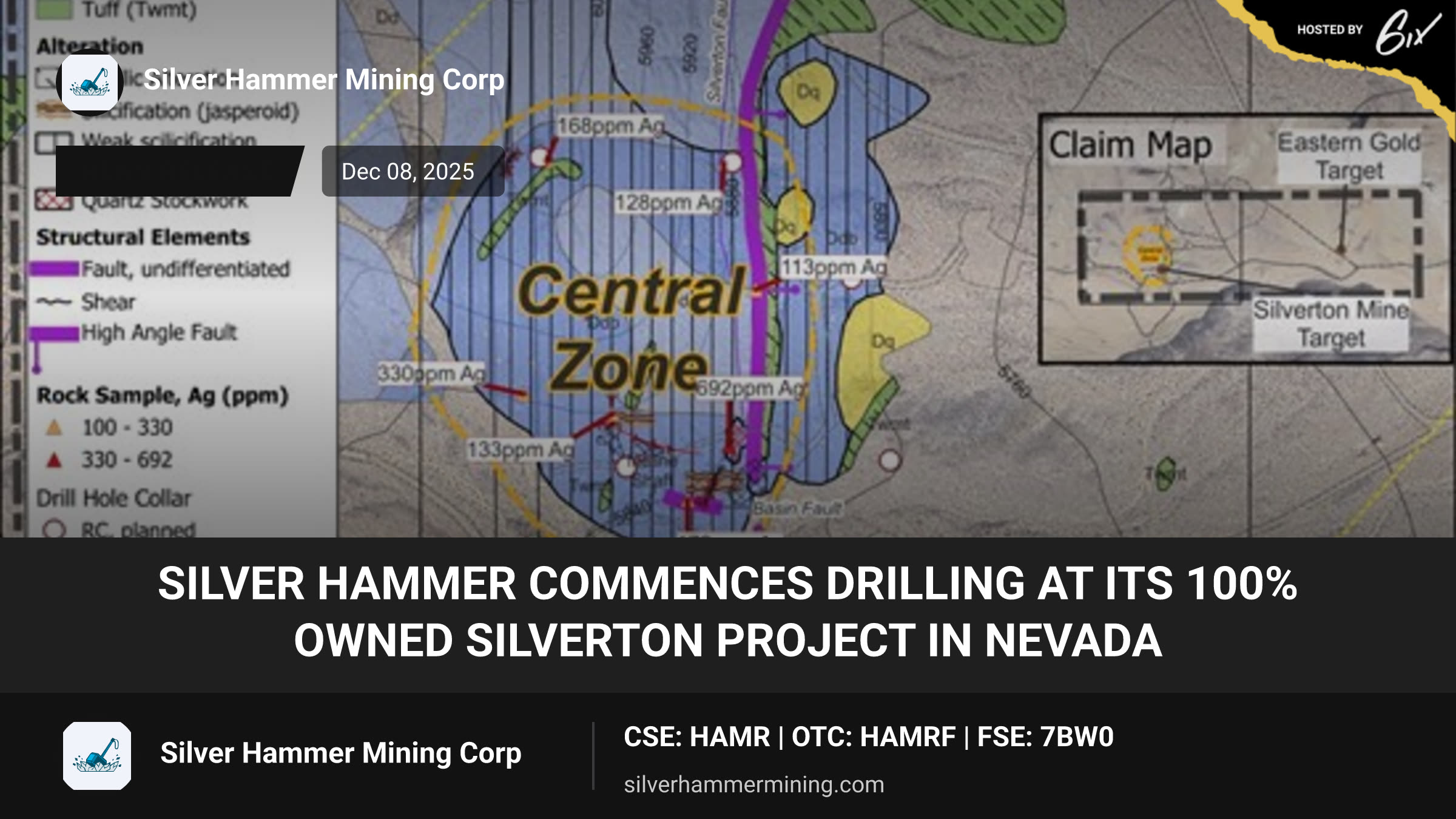 Silver Hammer Commences Drilling at Its 100% Owned Silverton Project in Nevada