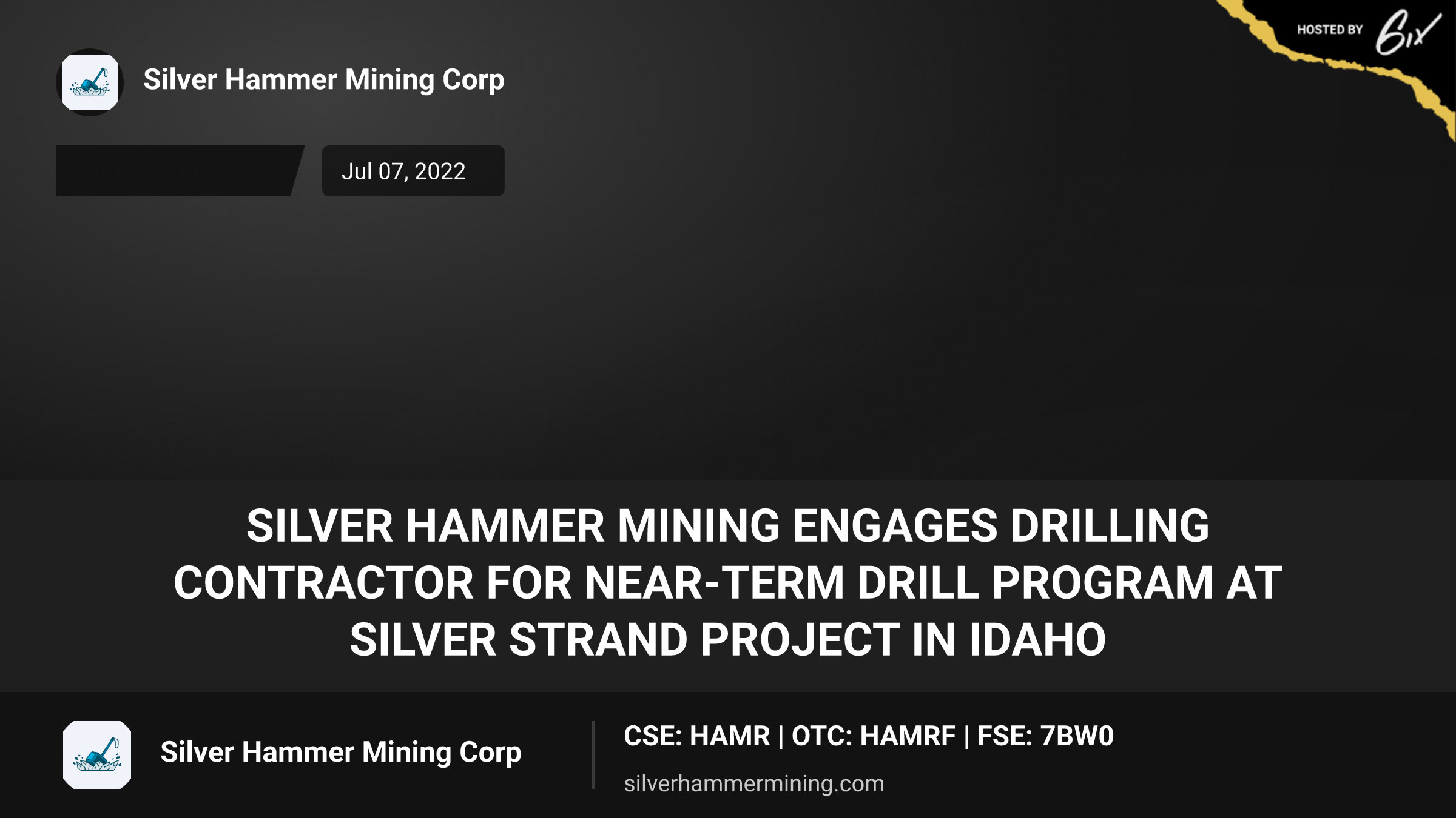 Silver Hammer Mining Engages Drilling Contractor for Near-Term Drill Program at Silver Strand Project in Idaho