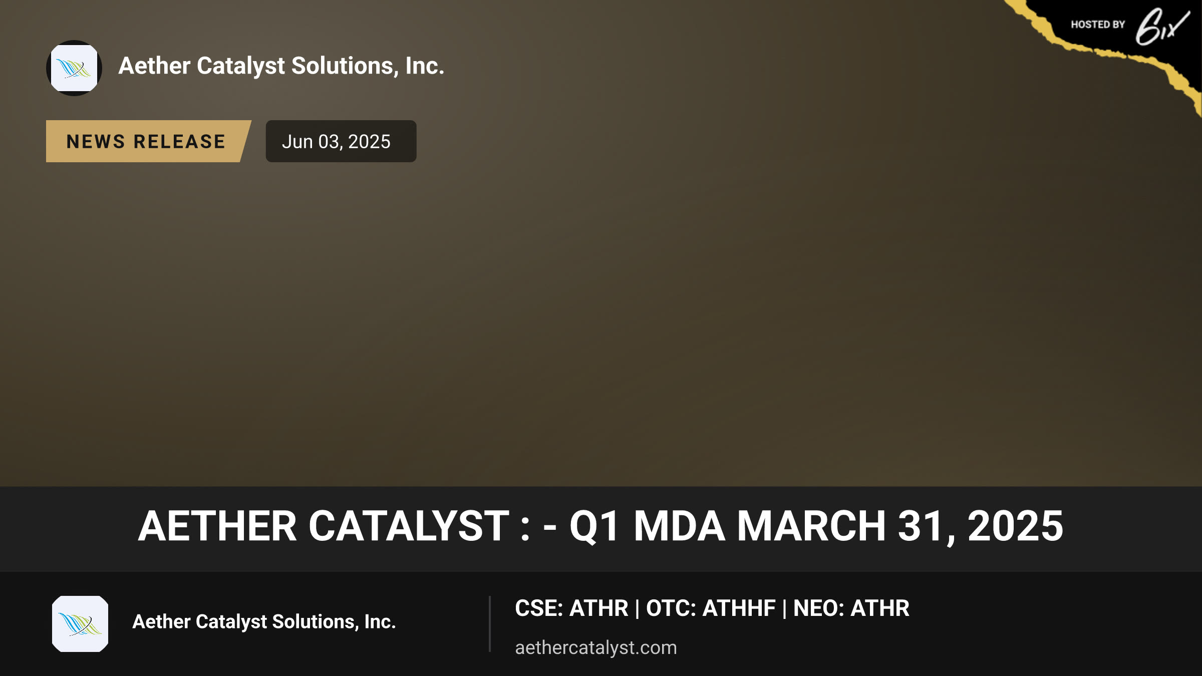Aether Catalyst : - Q1 MDA March 31, 2025