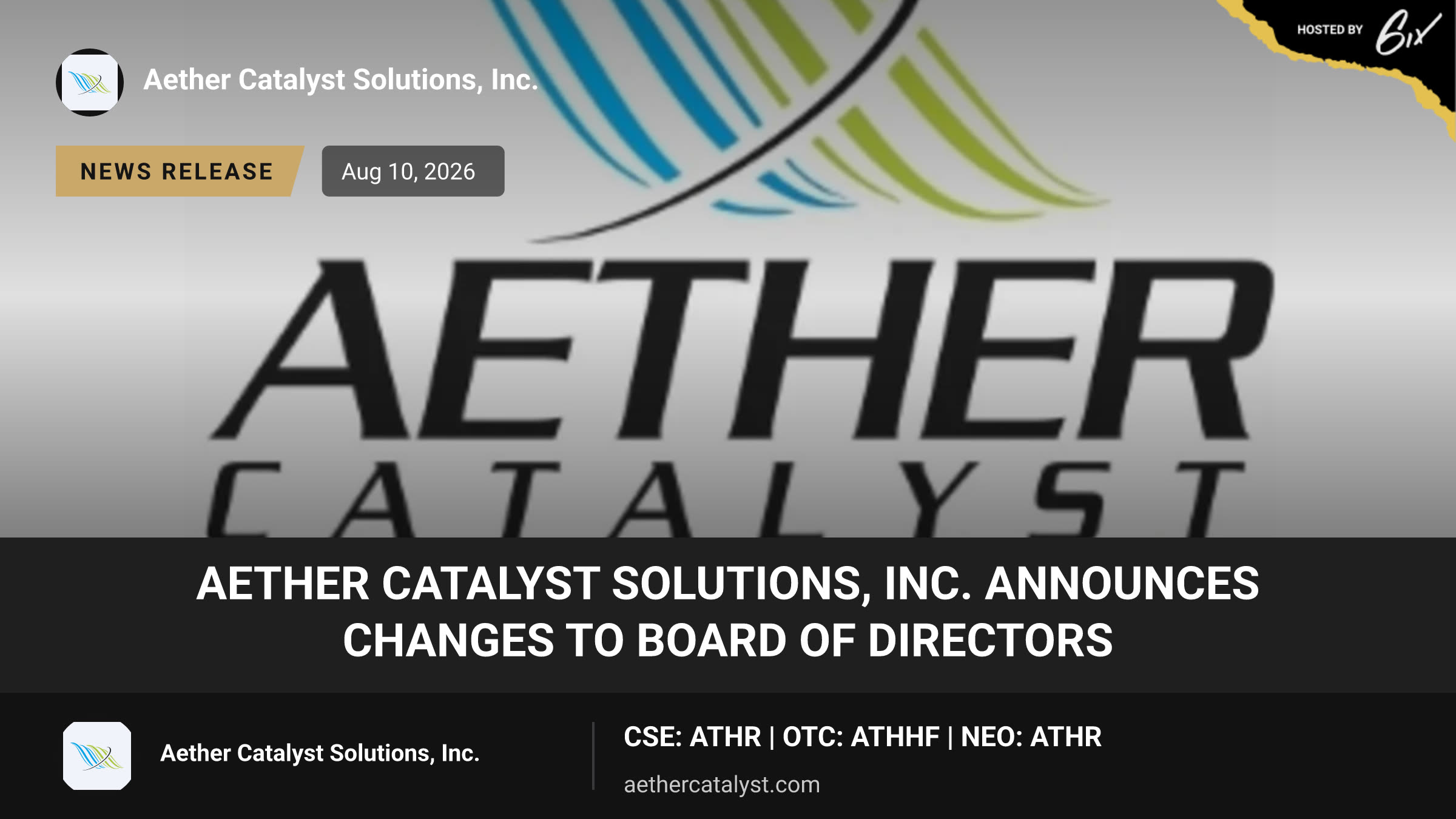 Aether Catalyst Solutions, Inc. Announces Changes to Board of Directors