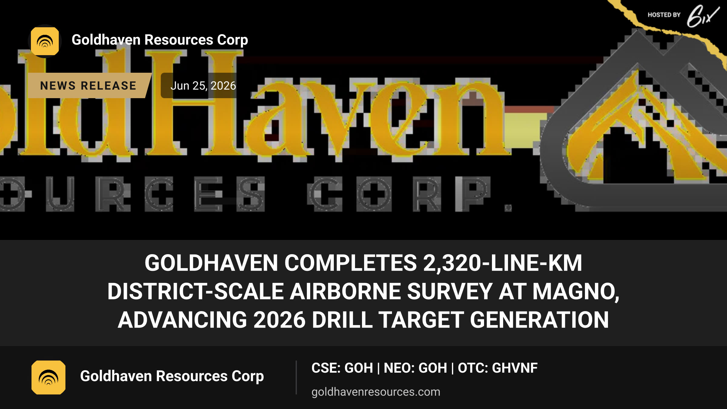 GoldHaven Completes 2,320-Line-km District-Scale Airborne Survey at Magno, Advancing 2026 Drill Target Generation