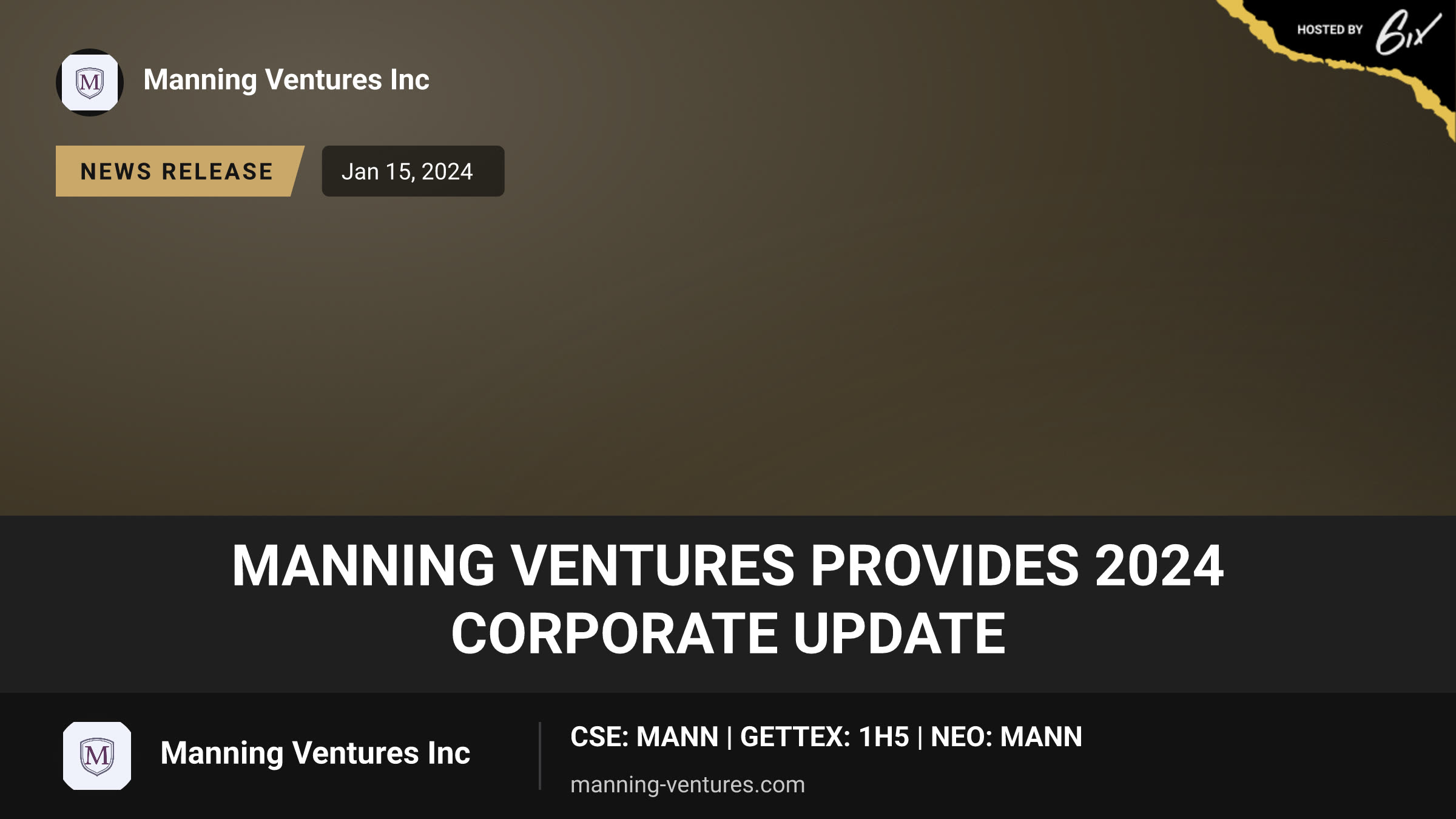 Manning Ventures Provides 2024 Corporate Update