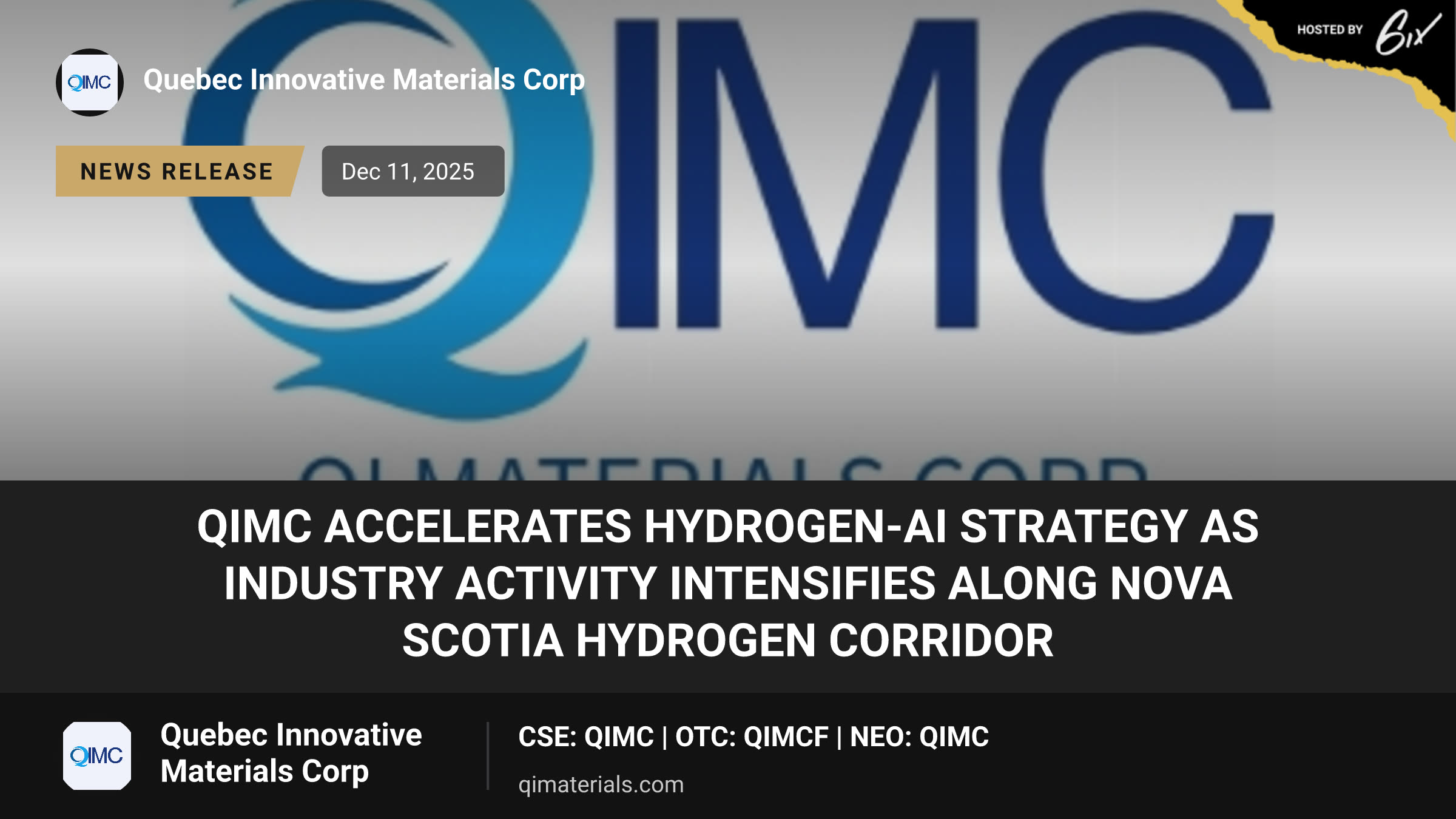 QIMC Accelerates Hydrogen-AI Strategy as Industry Activity Intensifies Along Nova Scotia Hydrogen Corridor