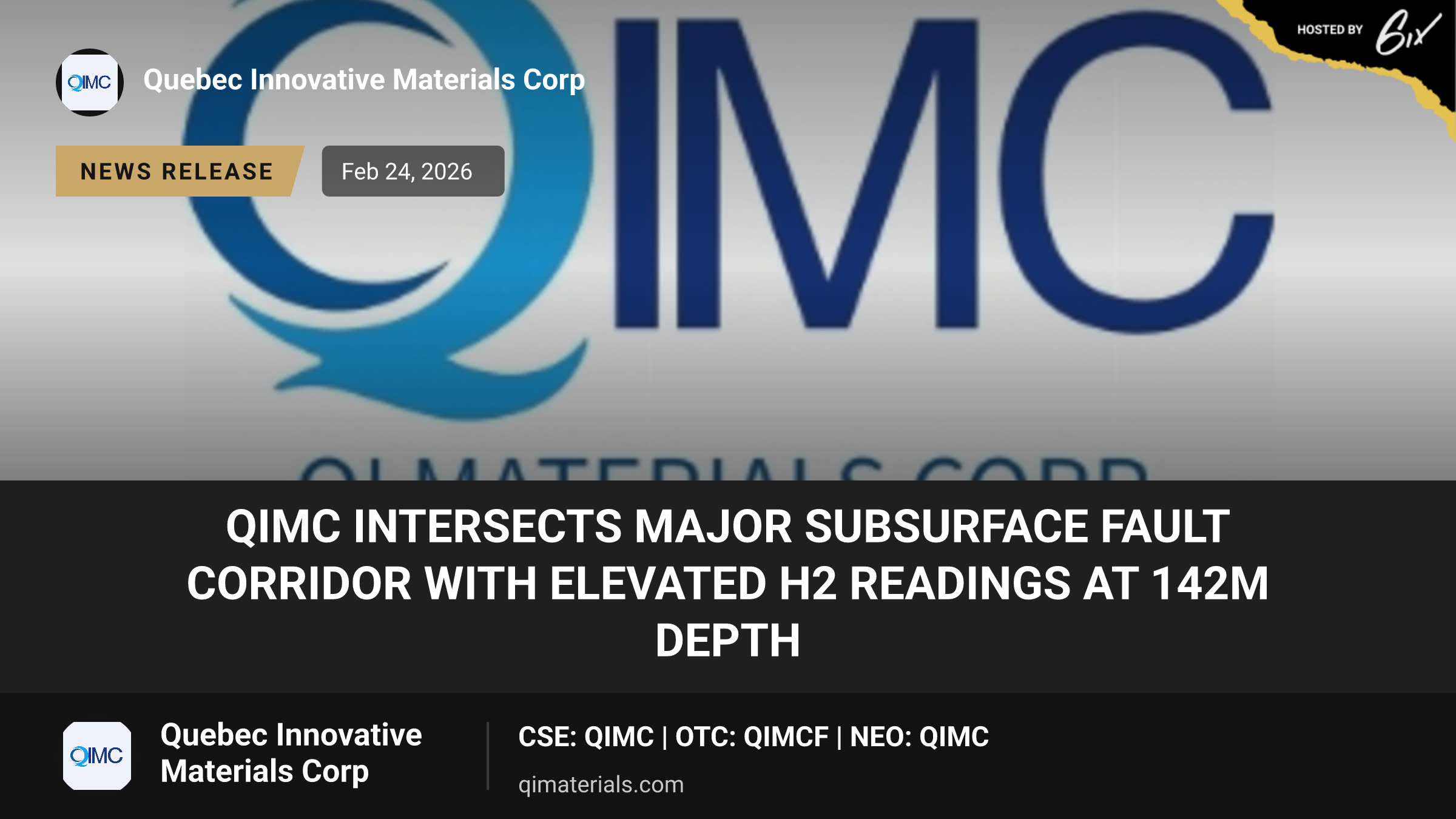 QIMC Intersects Major Subsurface Fault Corridor with Elevated H2 Readings at 142m Depth