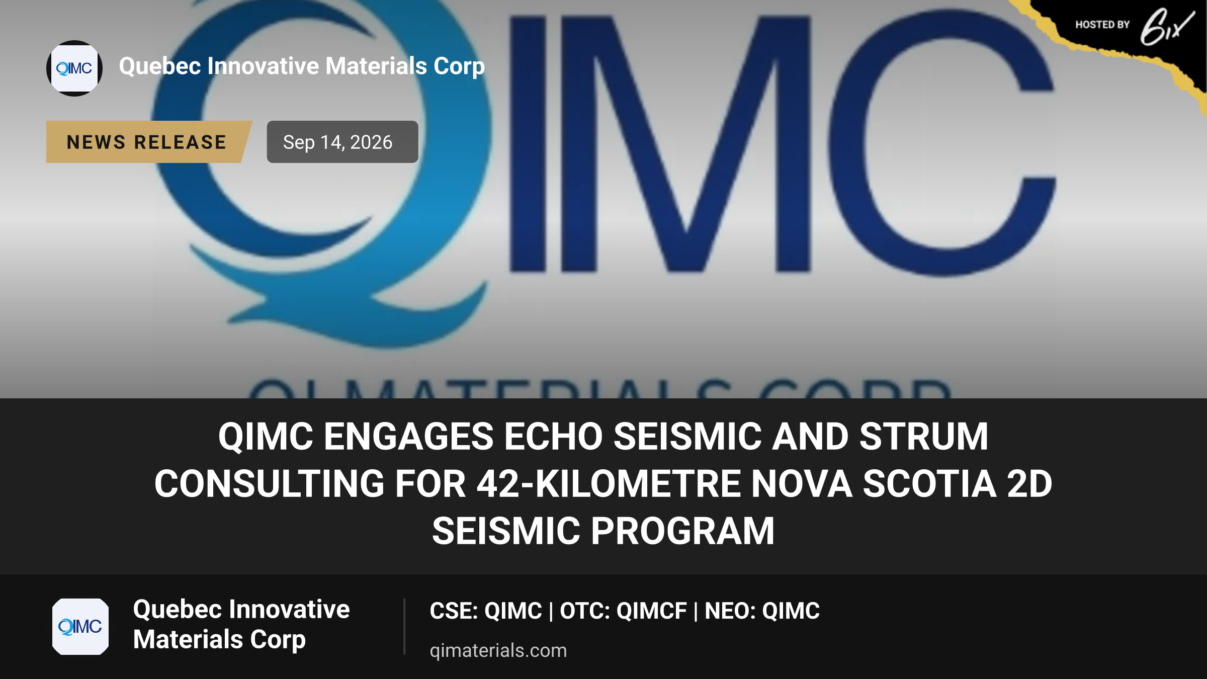 QIMC Engages Echo Seismic and Strum Consulting for 42-kilometre Nova Scotia 2D Seismic Program