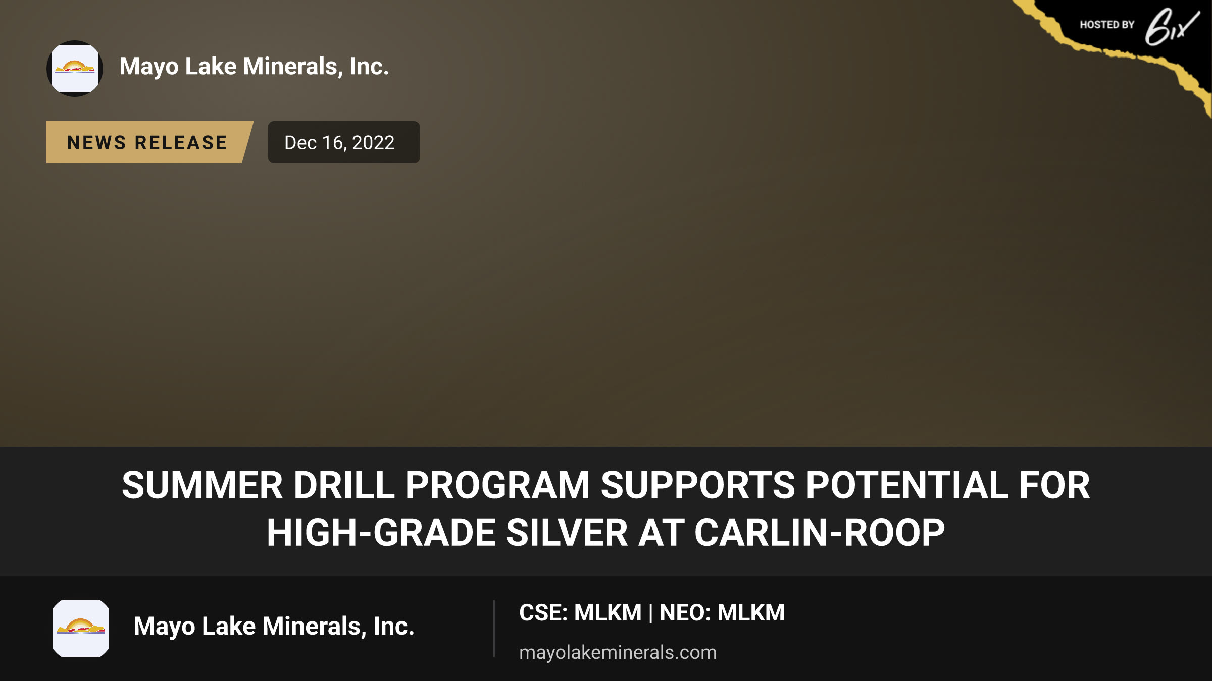 Summer Drill Program Supports Potential for High-Grade Silver at Carlin-Roop