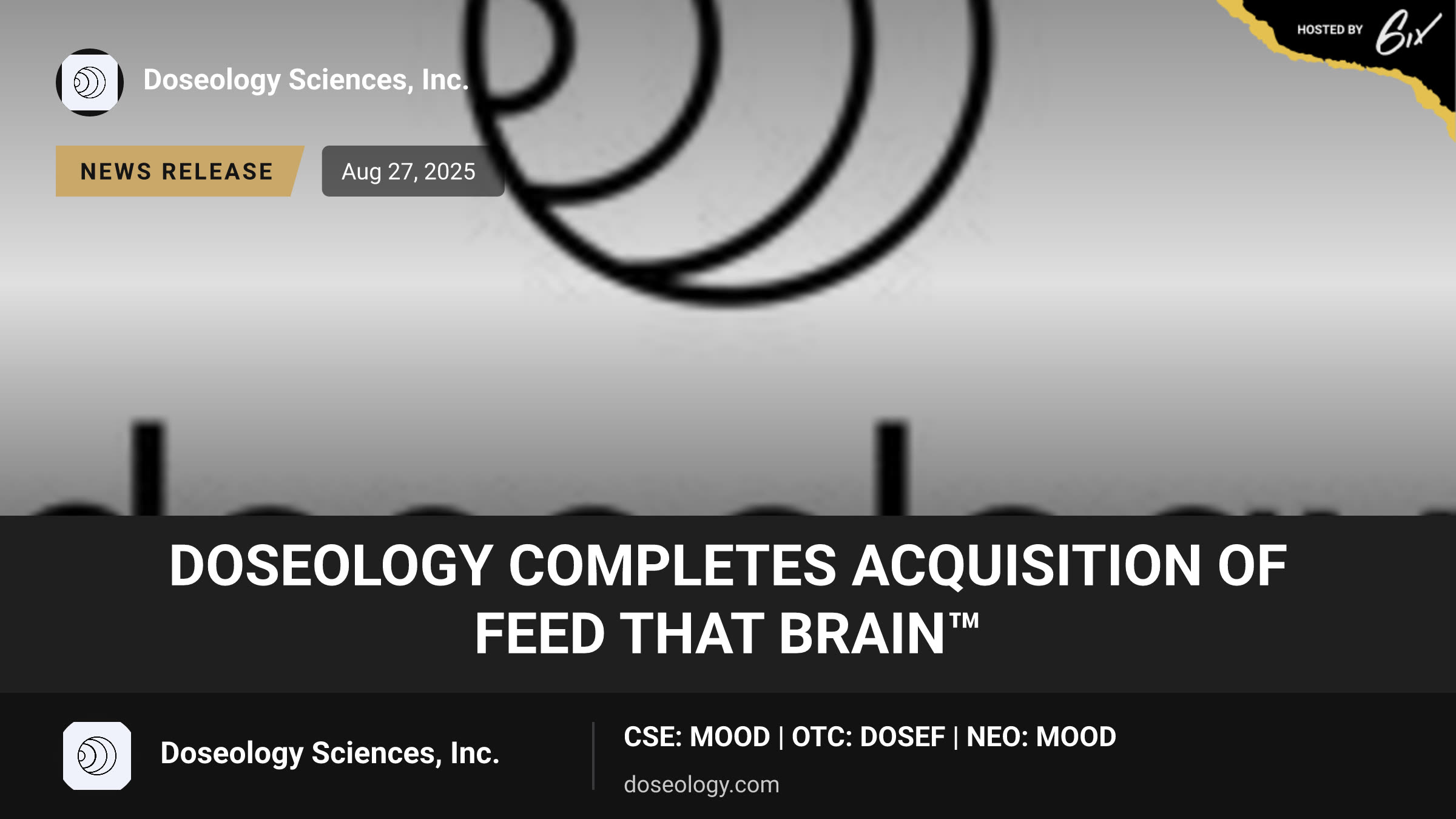 Doseology Completes Acquisition of Feed That Brain™