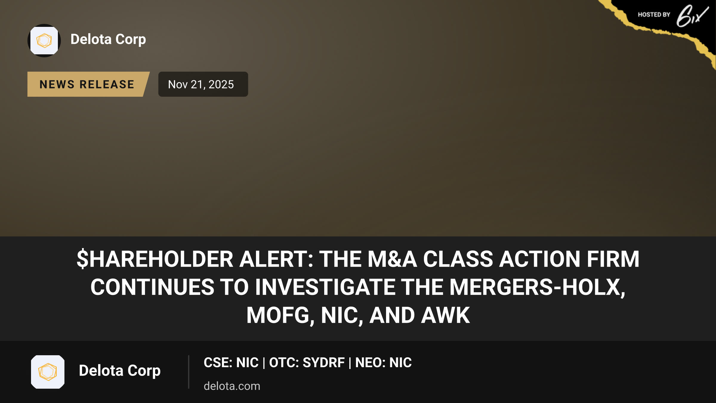 $HAREHOLDER ALERT: The M&A Class Action Firm Continues to Investigate the Mergers-HOLX, MOFG, NIC, and AWK