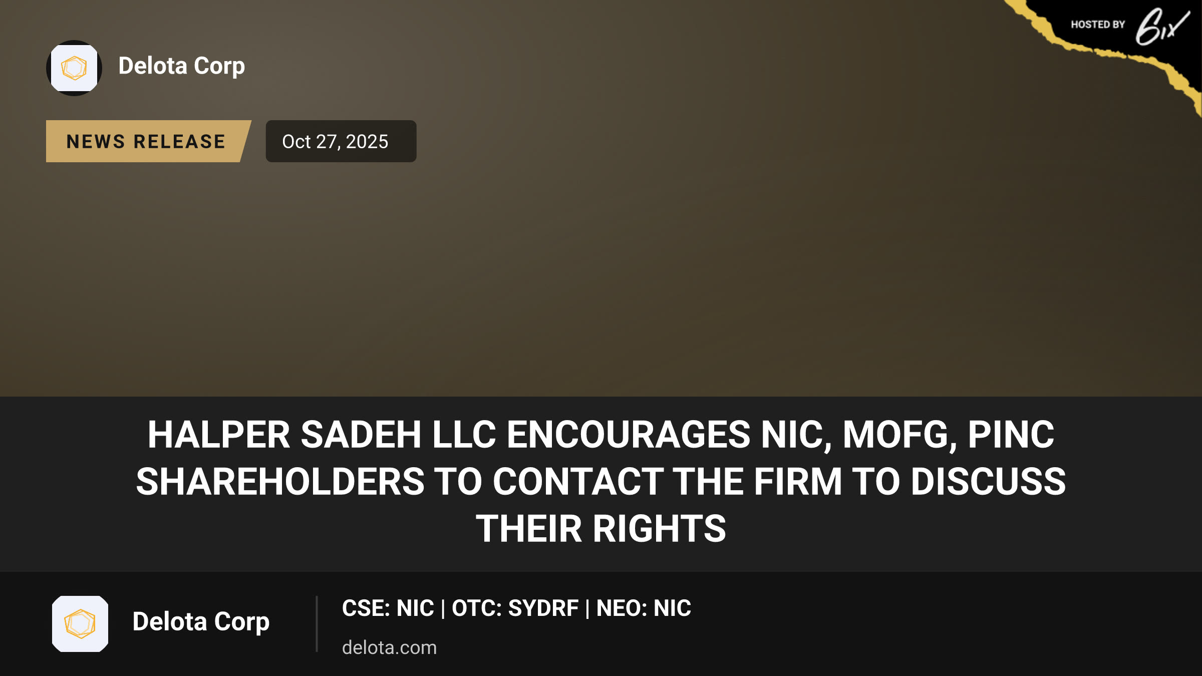HALPER SADEH LLC ENCOURAGES NIC, MOFG, PINC SHAREHOLDERS TO CONTACT THE FIRM TO DISCUSS THEIR RIGHTS