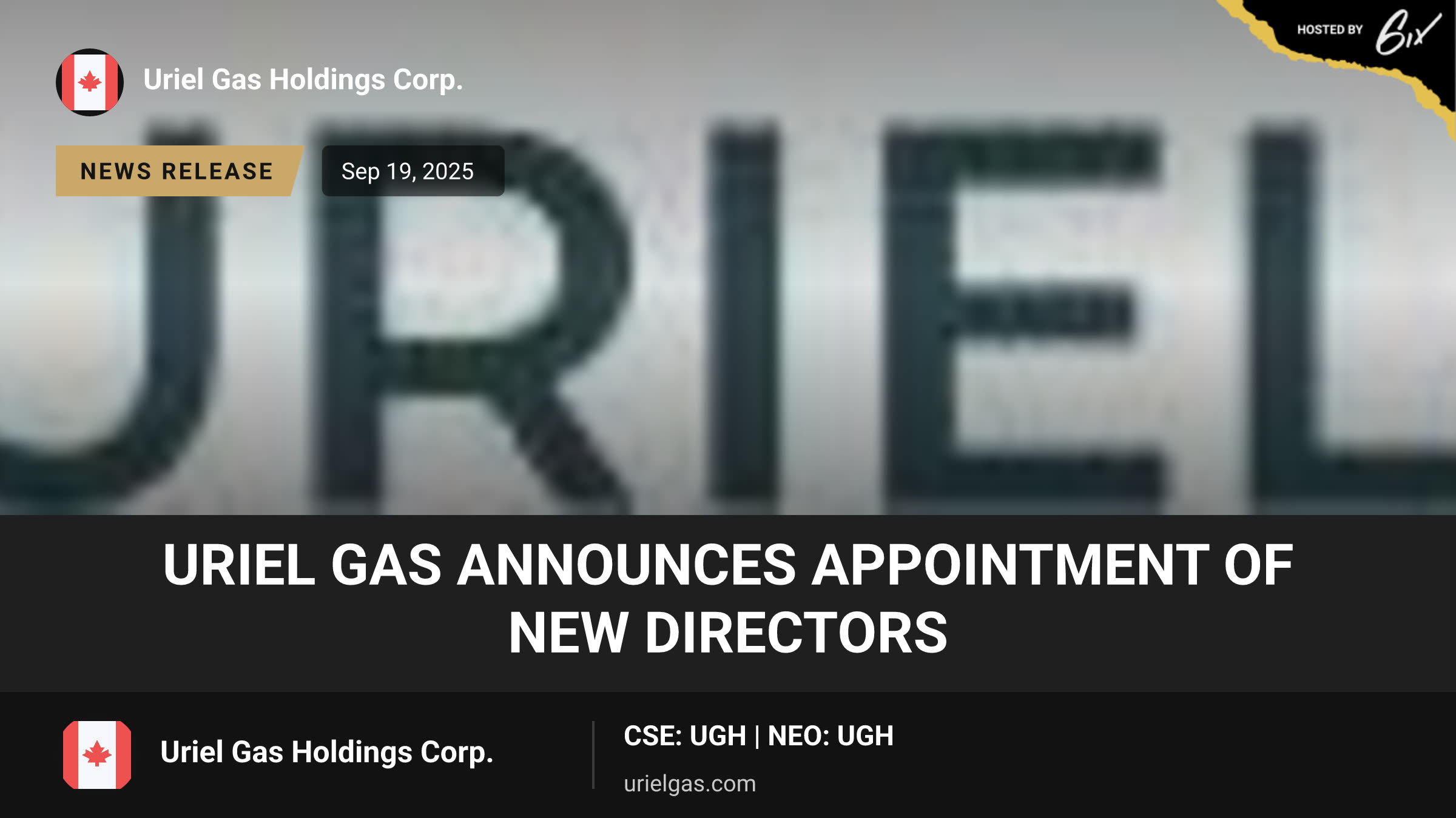 URIEL GAS ANNOUNCES APPOINTMENT OF NEW DIRECTORS