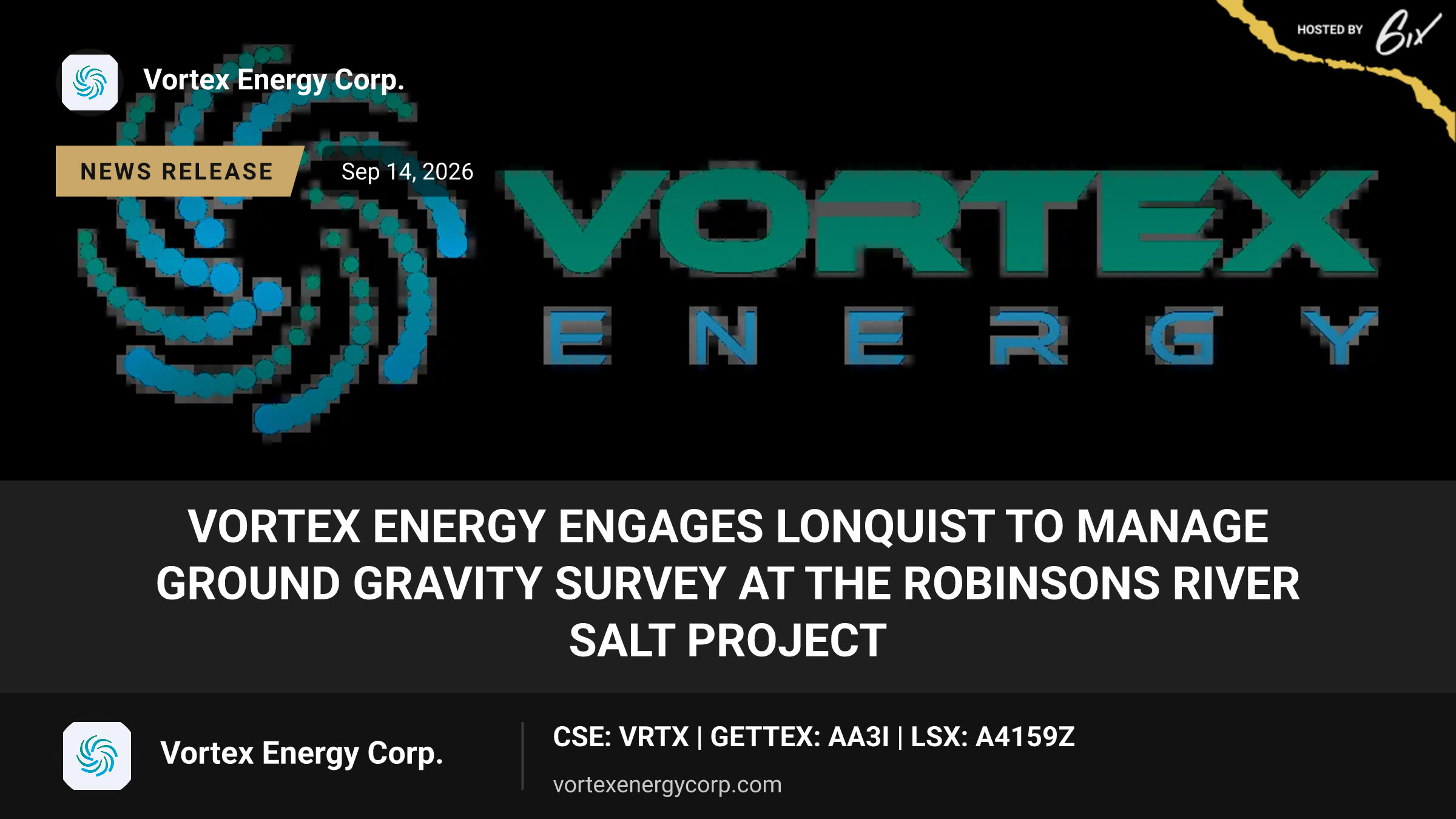 Vortex Energy Engages Lonquist to Manage Ground Gravity Survey at the Robinsons River Salt Project