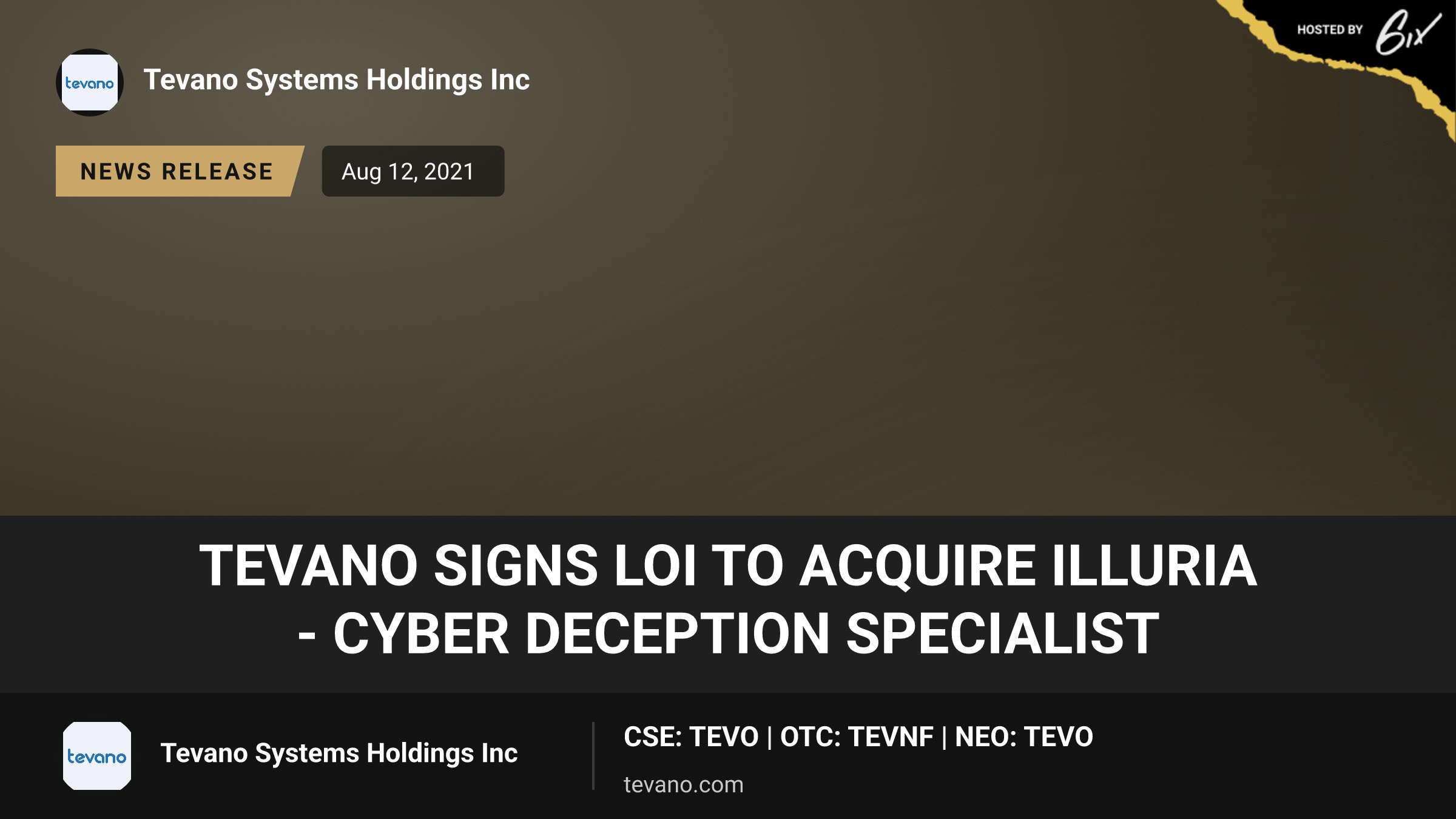 Tevano Signs LOI to Acquire Illuria - Cyber Deception Specialist