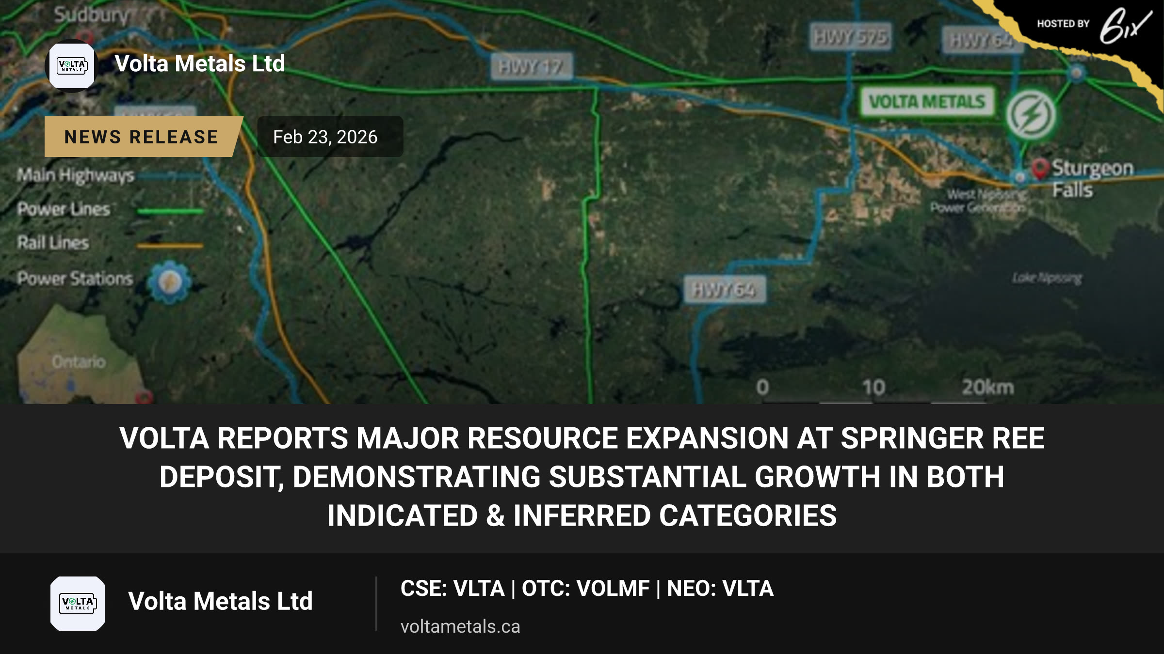 Volta Reports Major Resource Expansion at Springer REE Deposit, Demonstrating Substantial Growth in Both Indicated & Inferred Categories