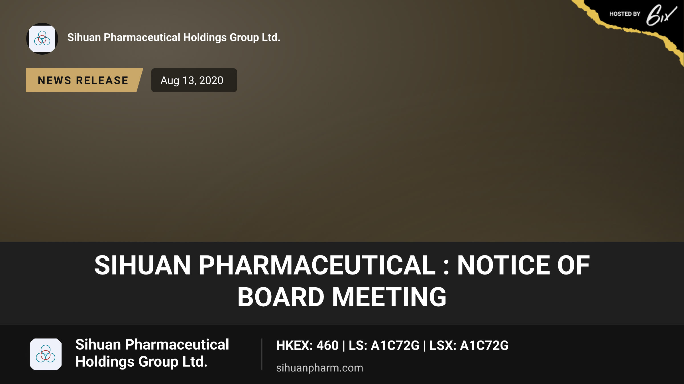 Sihuan Pharmaceutical : NOTICE OF BOARD MEETING