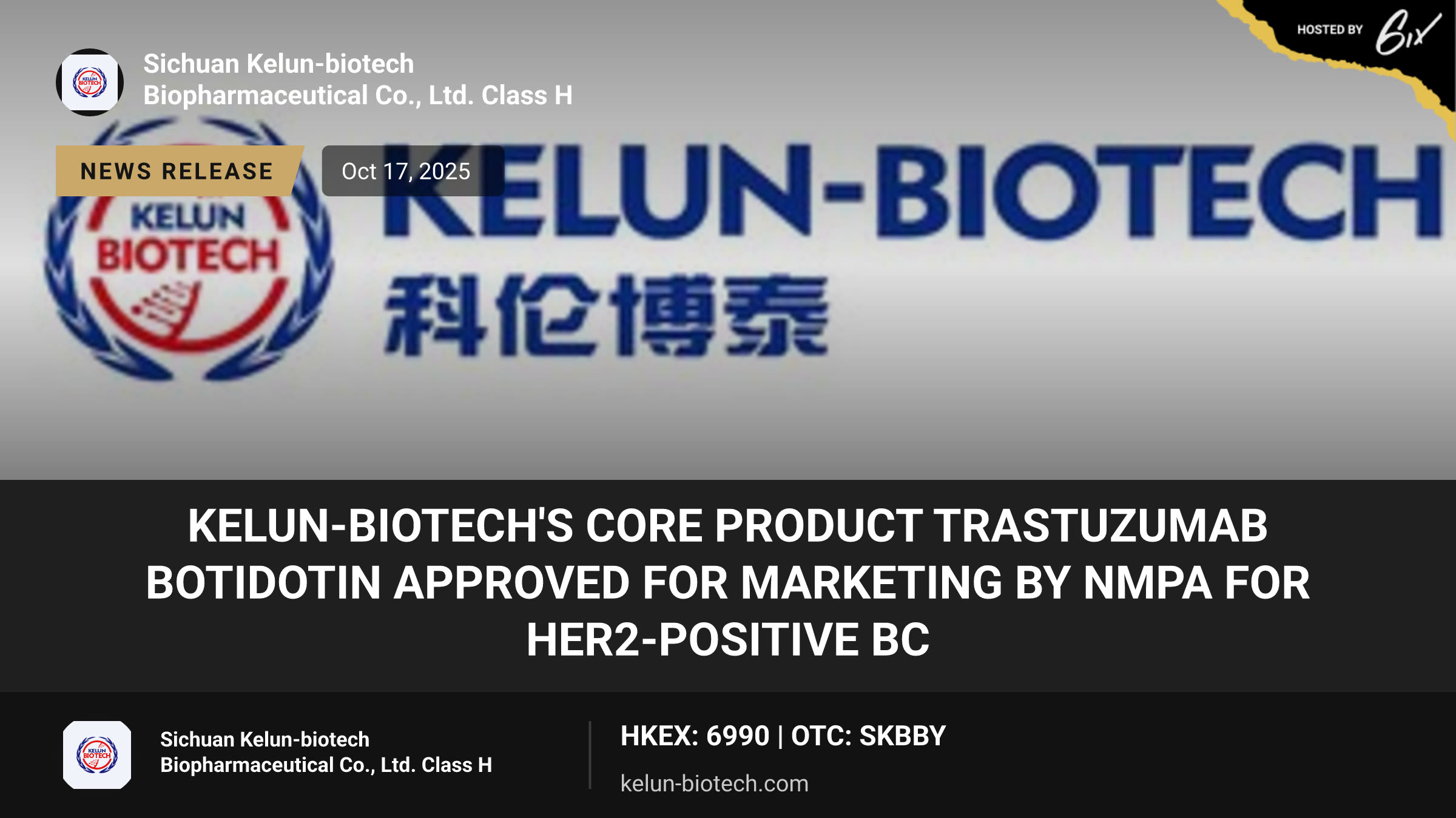Kelun-Biotech's Core product Trastuzumab Botidotin Approved for Marketing by NMPA for HER2-positive BC