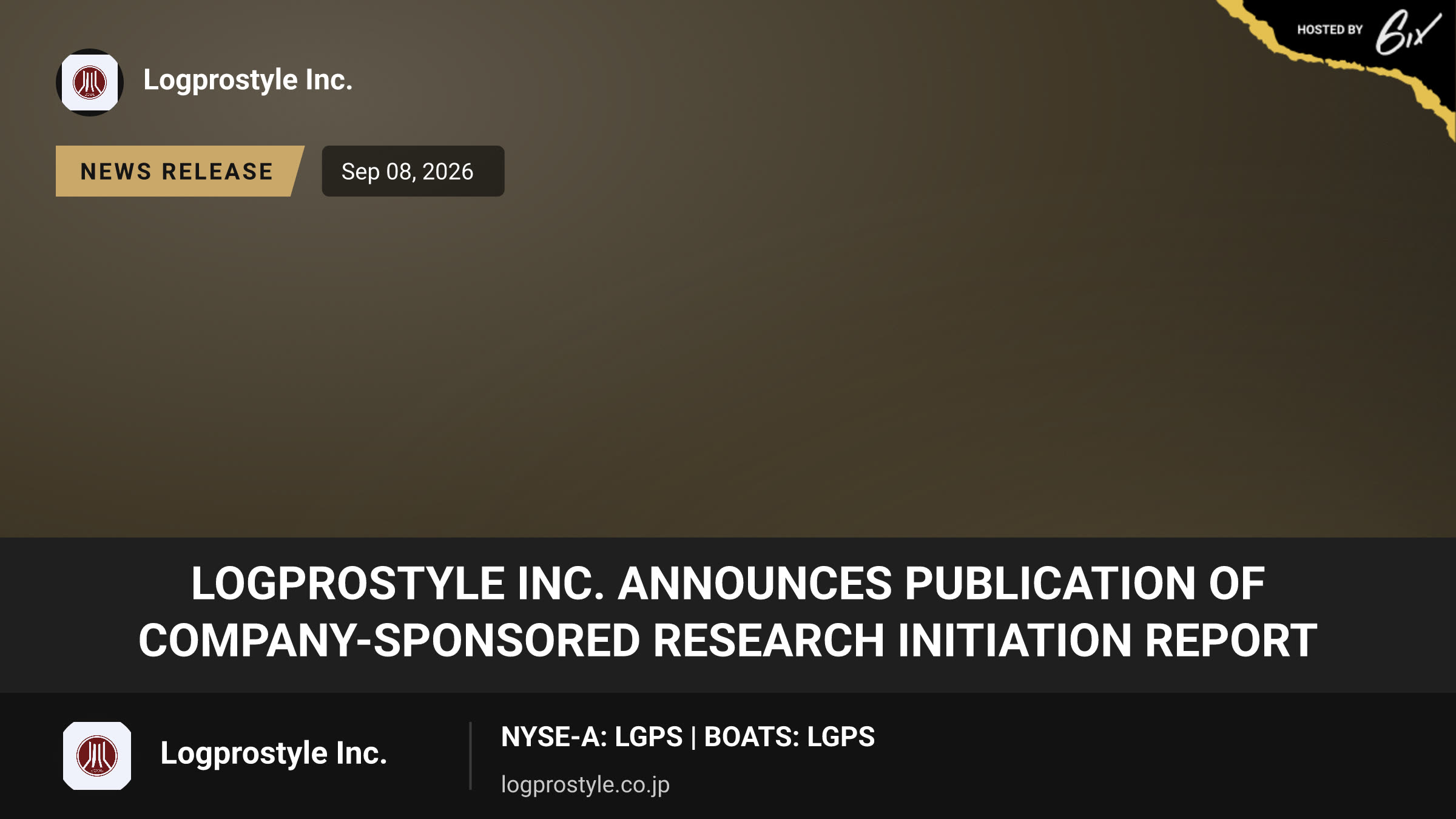 LogProstyle Inc. Announces Publication of Company-Sponsored Research Initiation Report