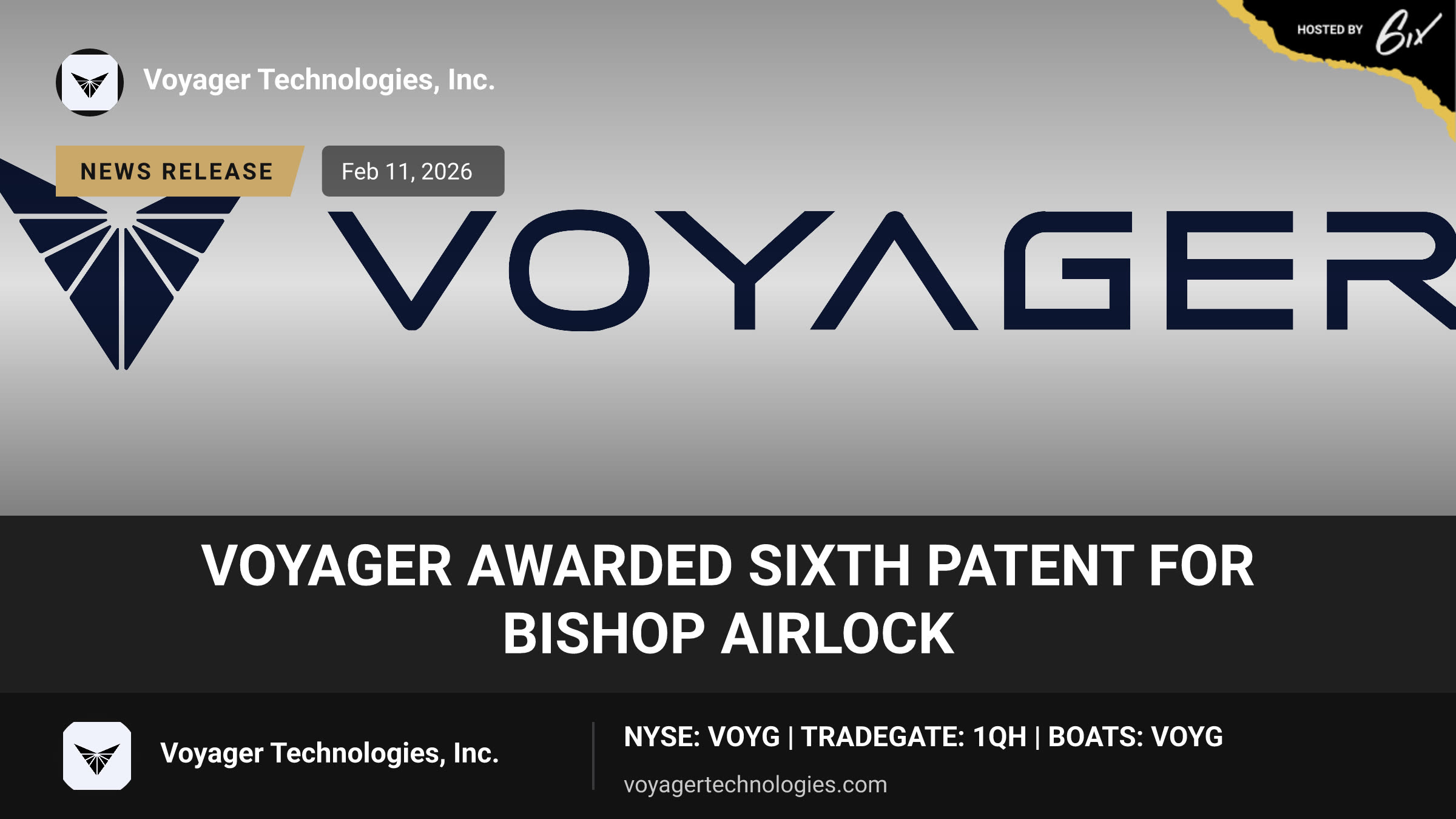 Voyager Awarded Sixth Patent for Bishop Airlock