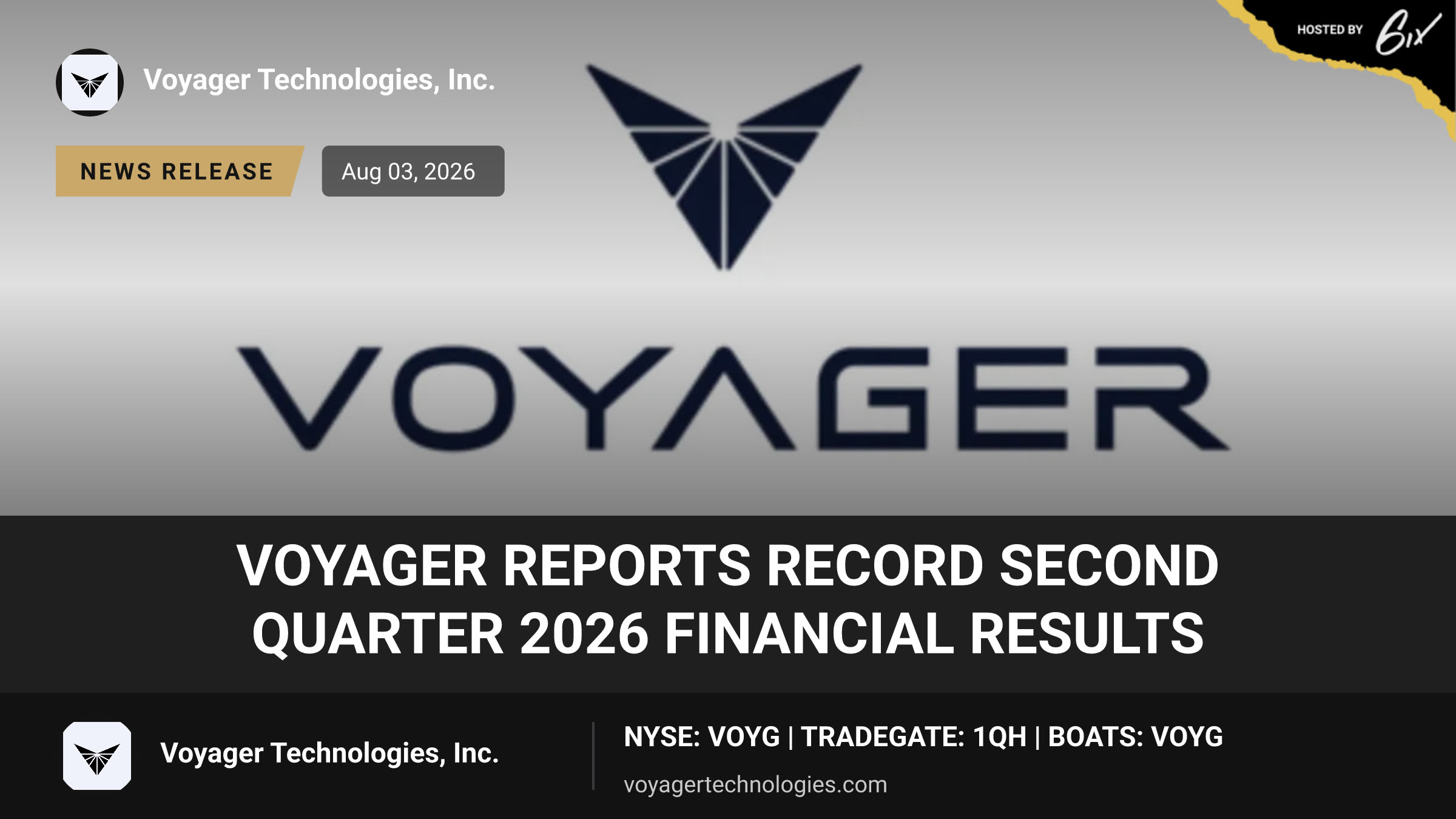 Voyager Reports Record Second Quarter 2026 Financial Results