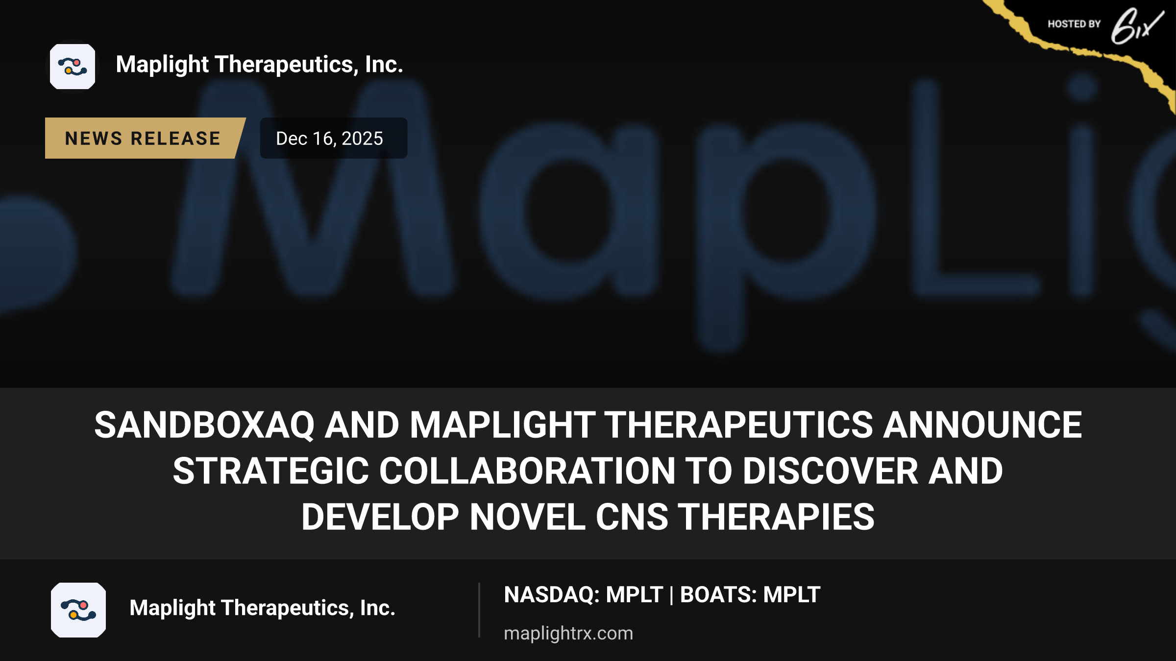SandboxAQ and MapLight Therapeutics Announce Strategic Collaboration to Discover and Develop Novel CNS Therapies