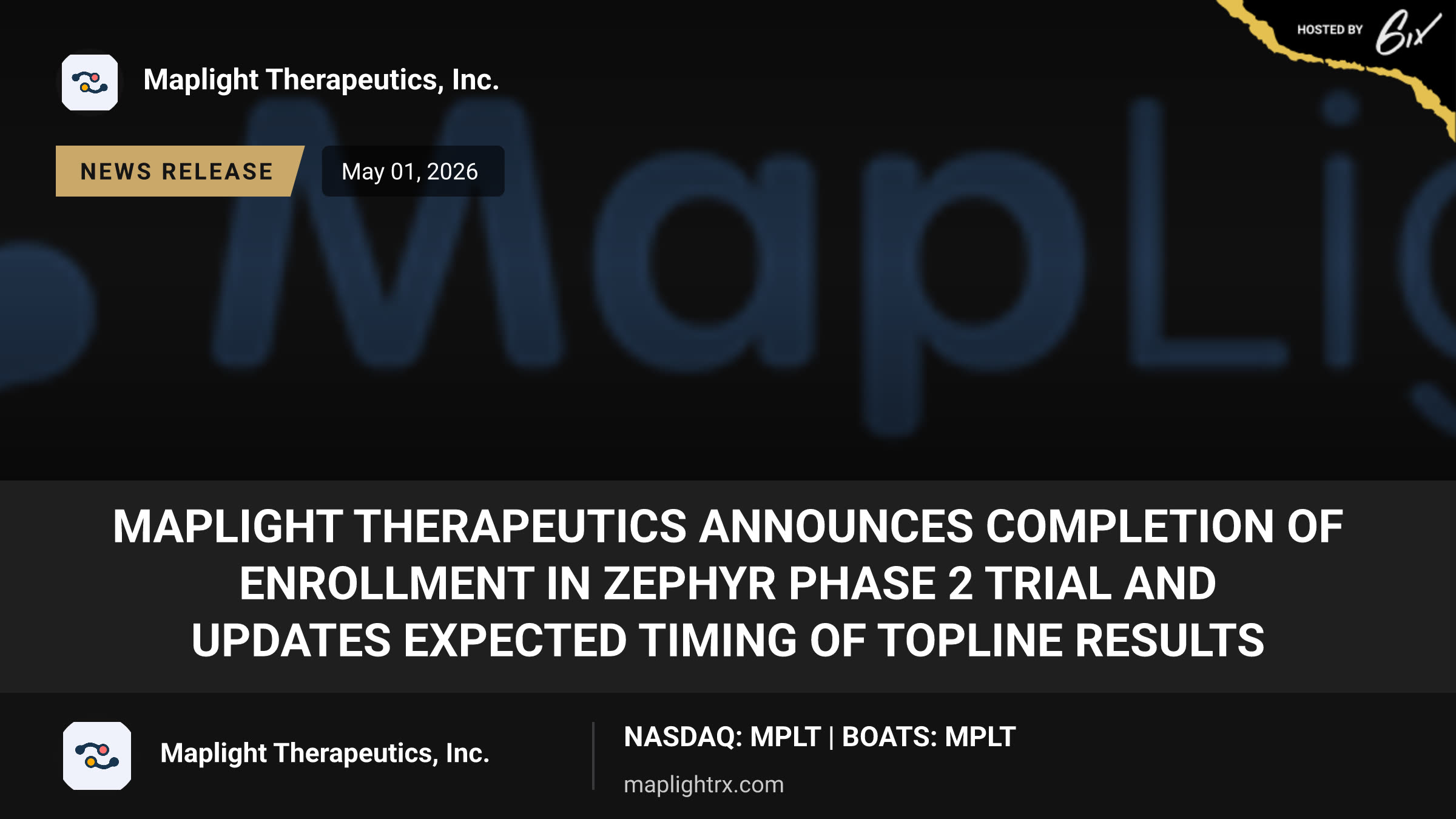 MapLight Therapeutics Announces Completion of Enrollment in ZEPHYR Phase 2 Trial and Updates Expected Timing of Topline Results