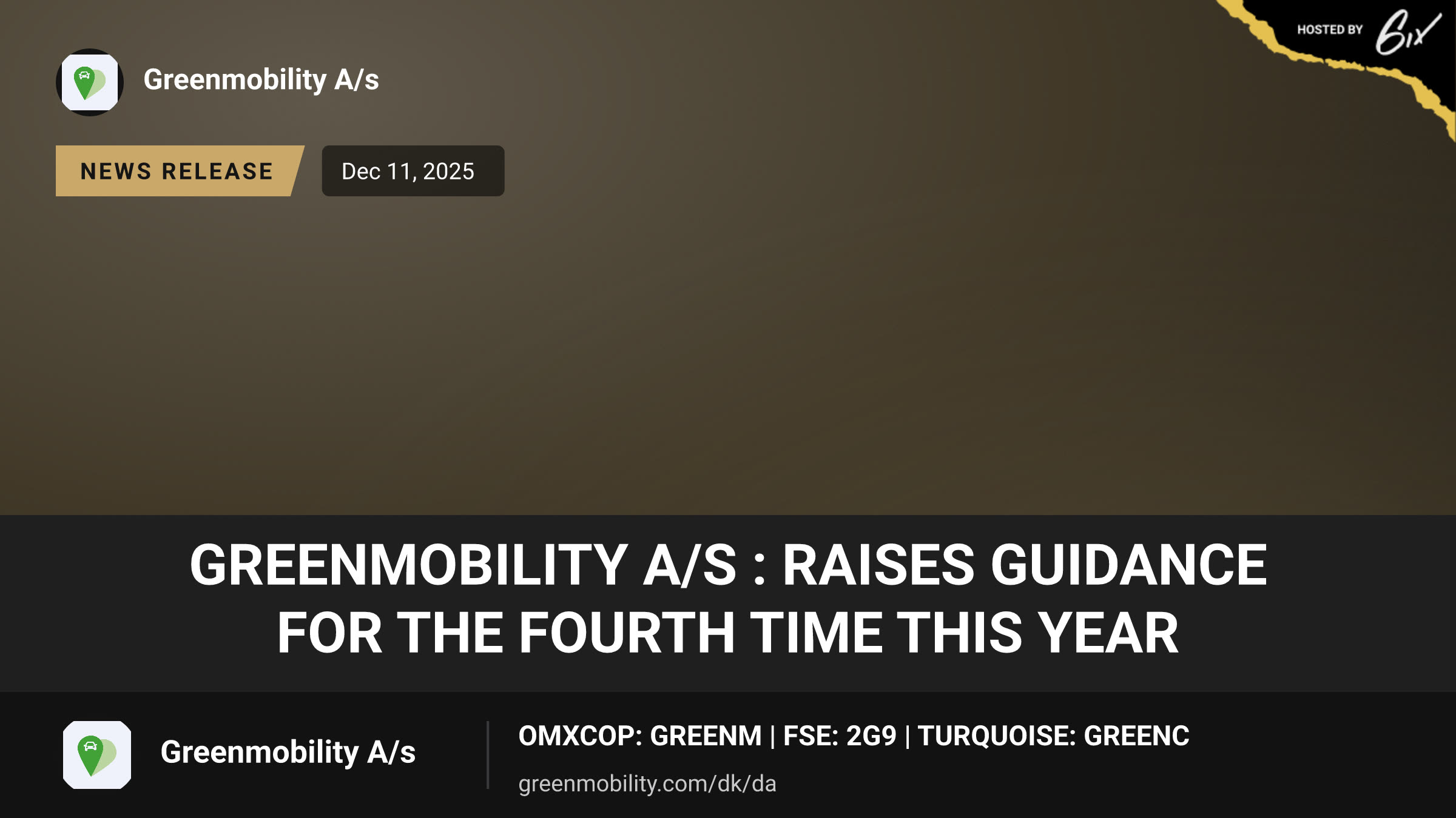 GreenMobility A/S : raises guidance for the fourth time this year