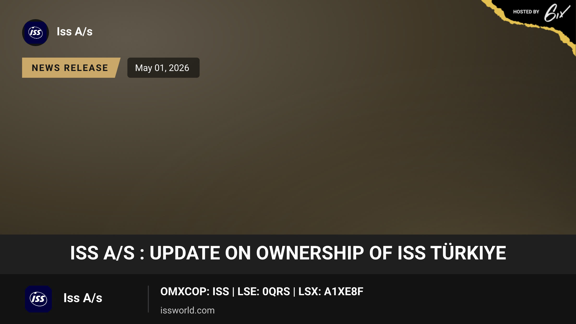 ISS A/S : Update on ownership of ISS Türkiye