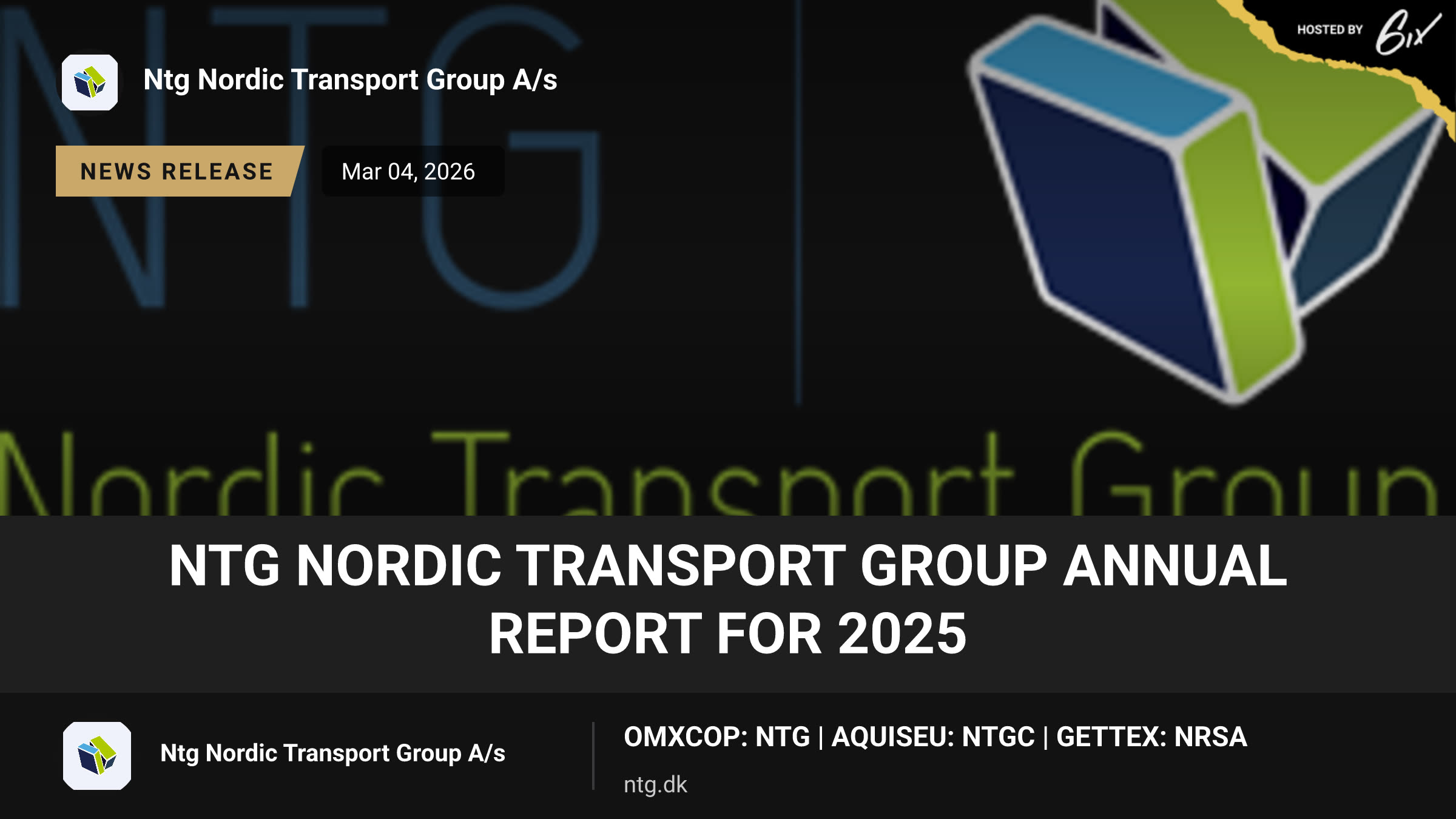NTG Nordic Transport Group Annual Report for 2025