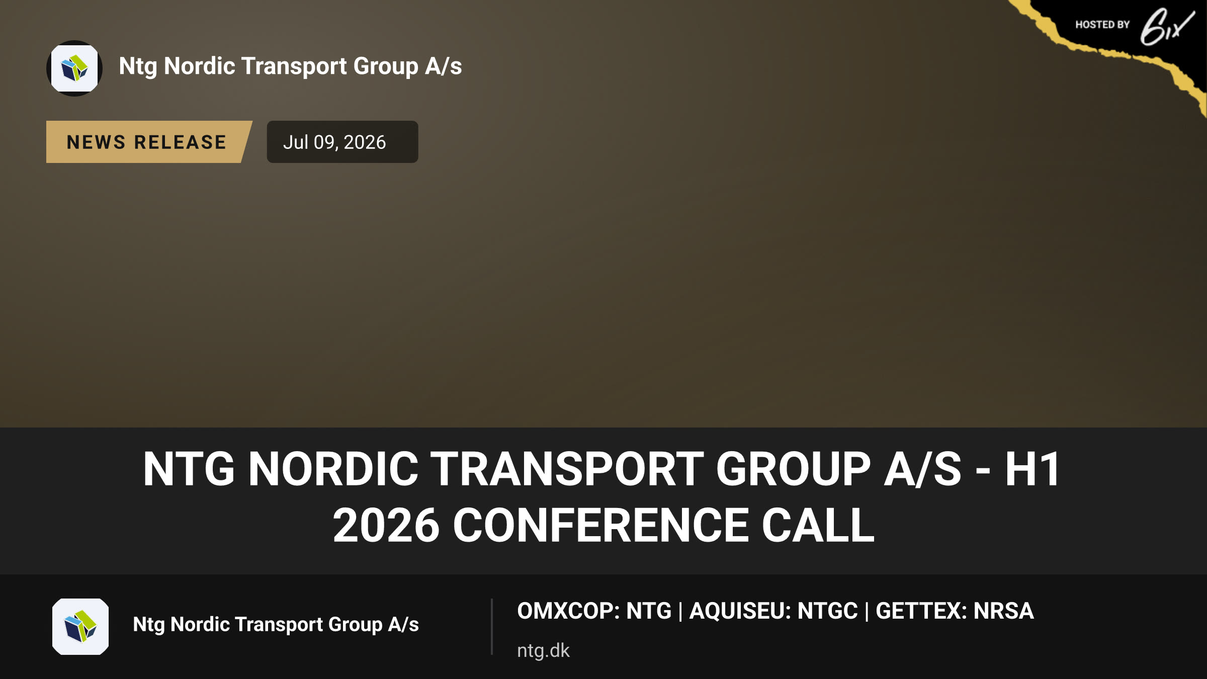 NTG Nordic Transport Group A/S - H1 2026 Conference Call