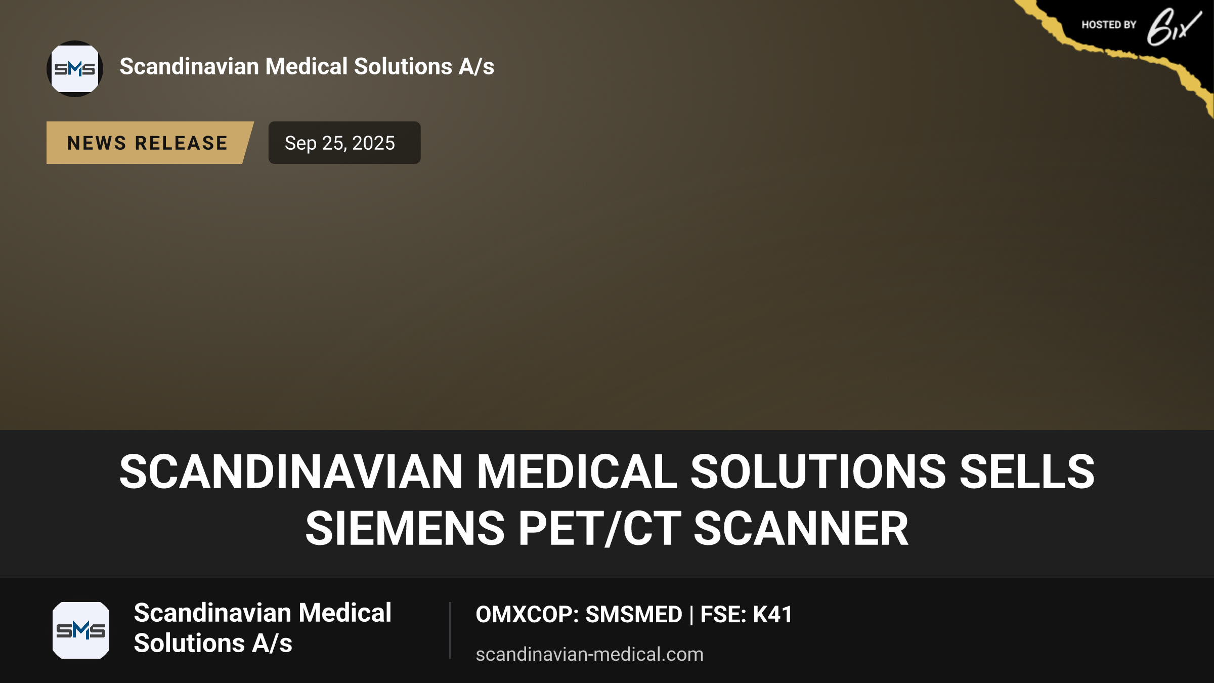 Scandinavian Medical Solutions Sells Siemens PET/CT Scanner