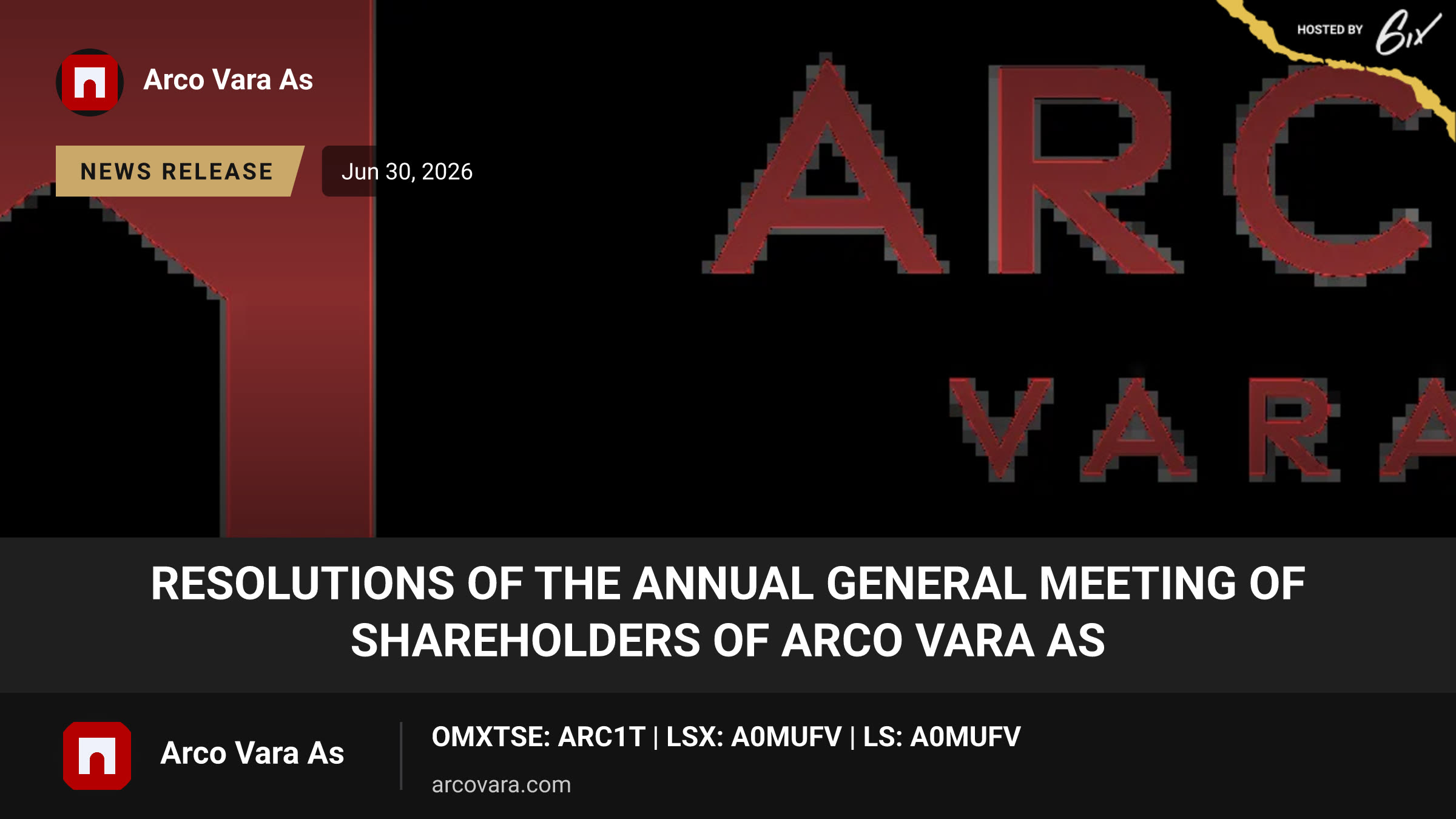 Resolutions of the Annual General Meeting of Shareholders of Arco Vara AS