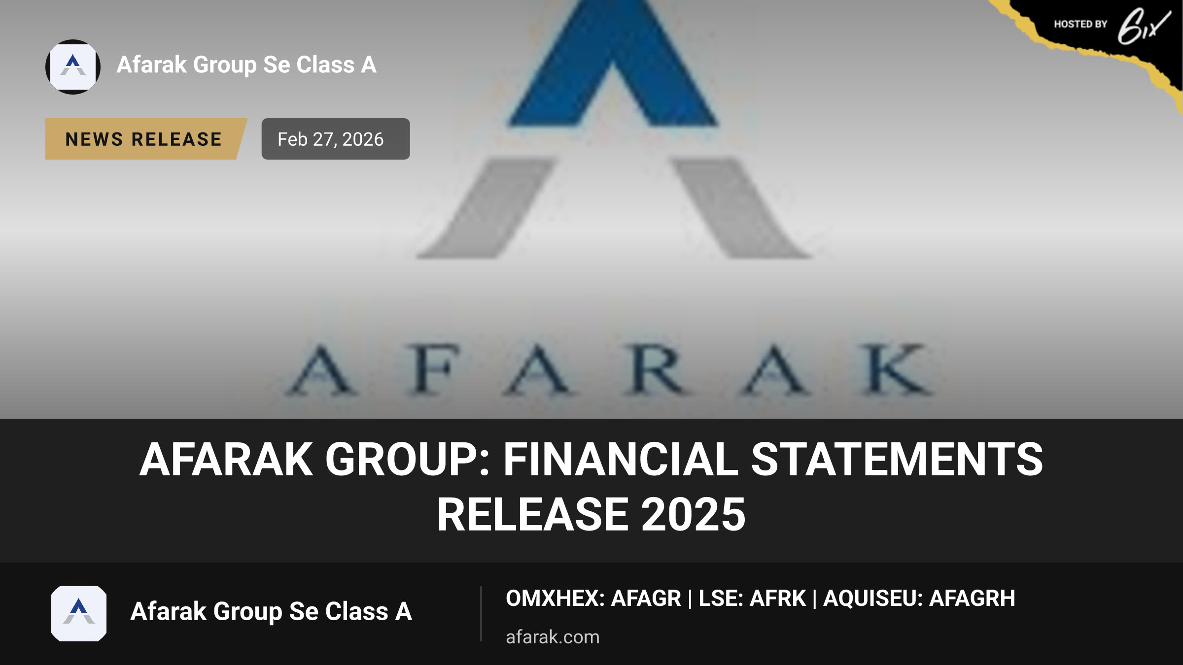 Afarak Group: FINANCIAL STATEMENTS RELEASE 2025