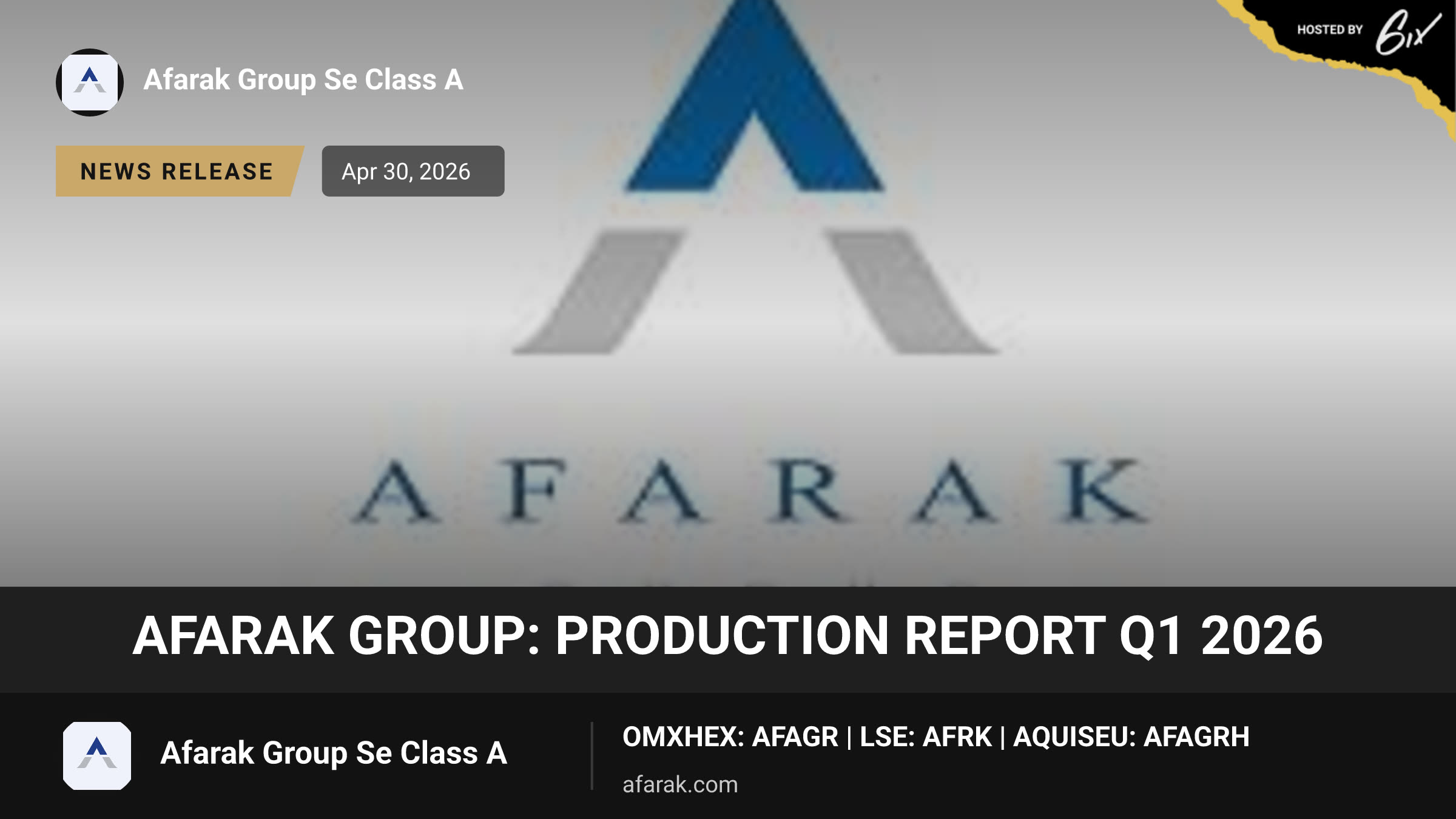 Afarak Group: Production report Q1 2026