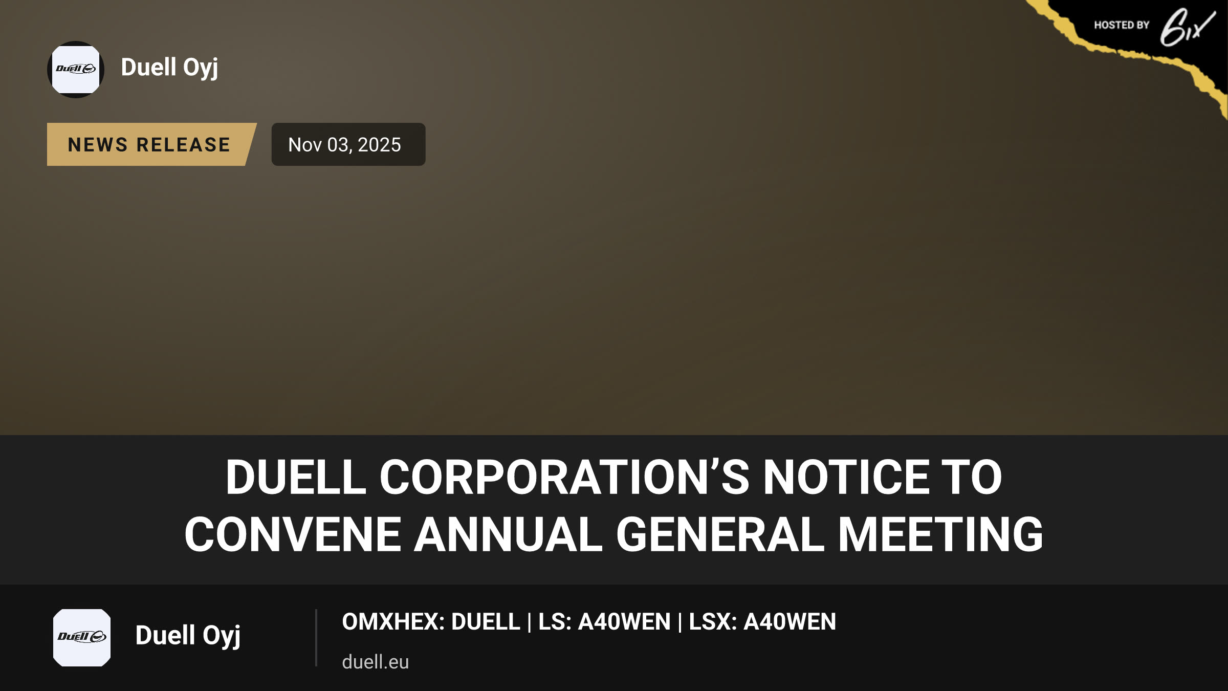 Duell Corporation’s notice to convene Annual General Meeting