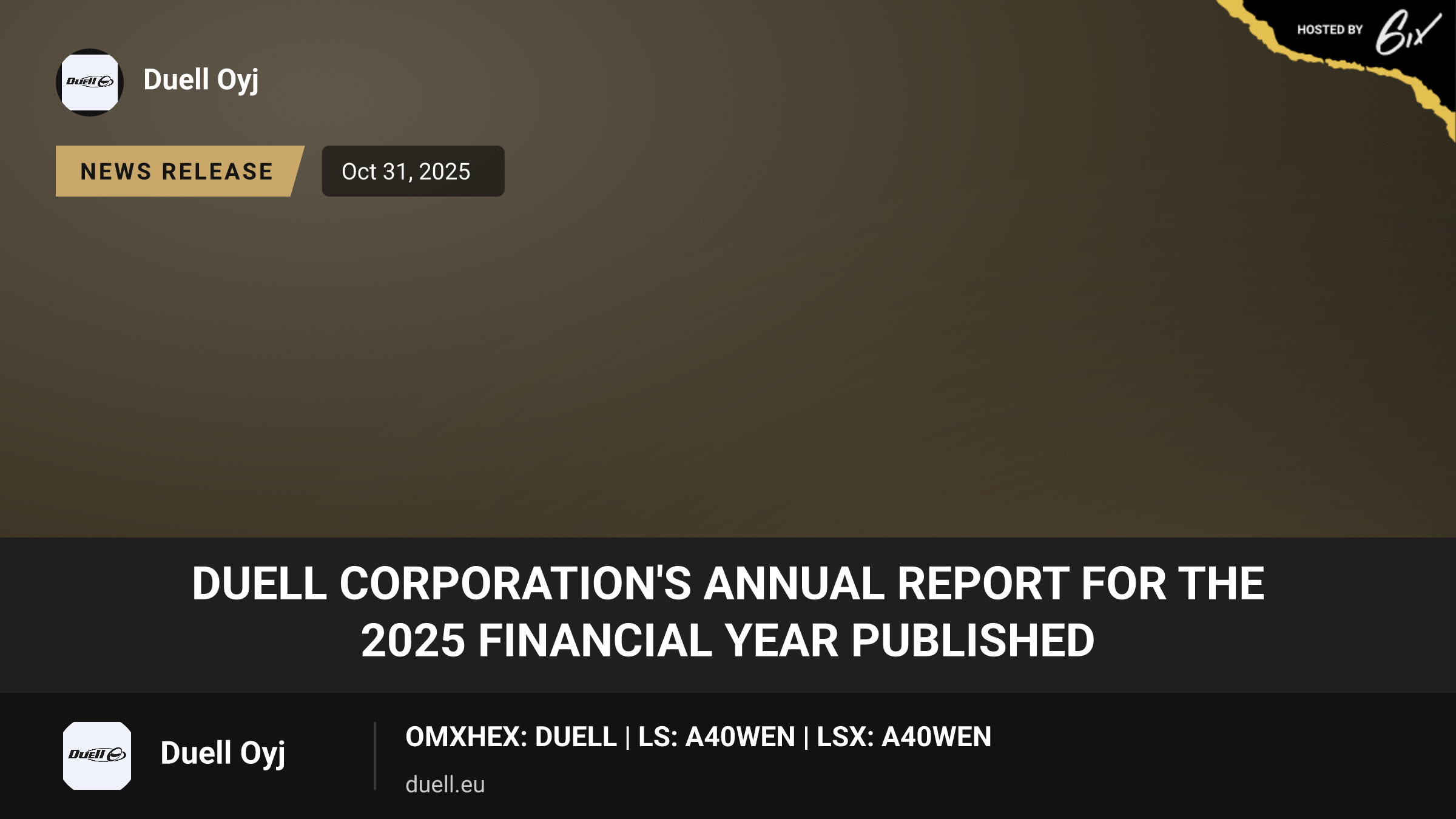 Duell Corporation's annual report for the 2025 financial year published