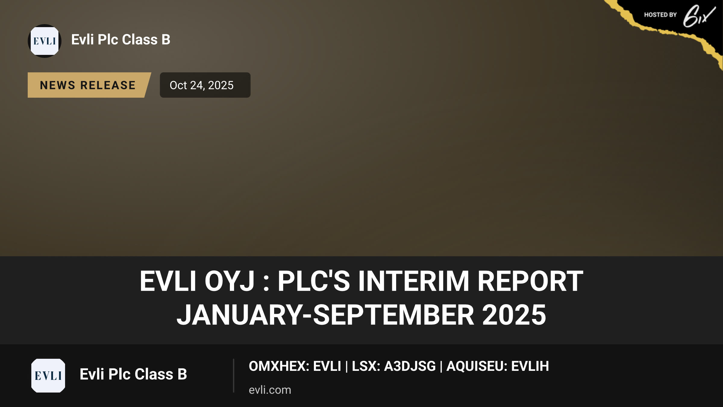 Evli Oyj : Plc's Interim Report January-September 2025