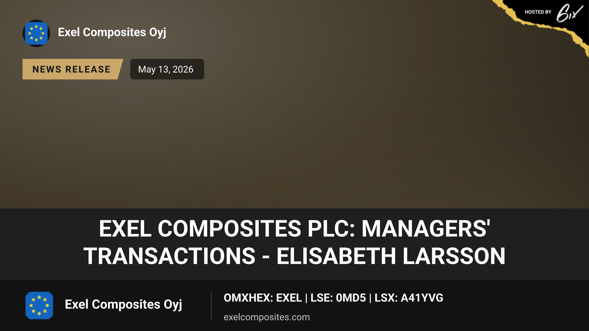 Exel Composites Plc: Managers' Transactions - Elisabeth Larsson